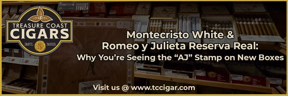 A box of Romeo Reserve Real with an AJ stamp on the bottom of the box