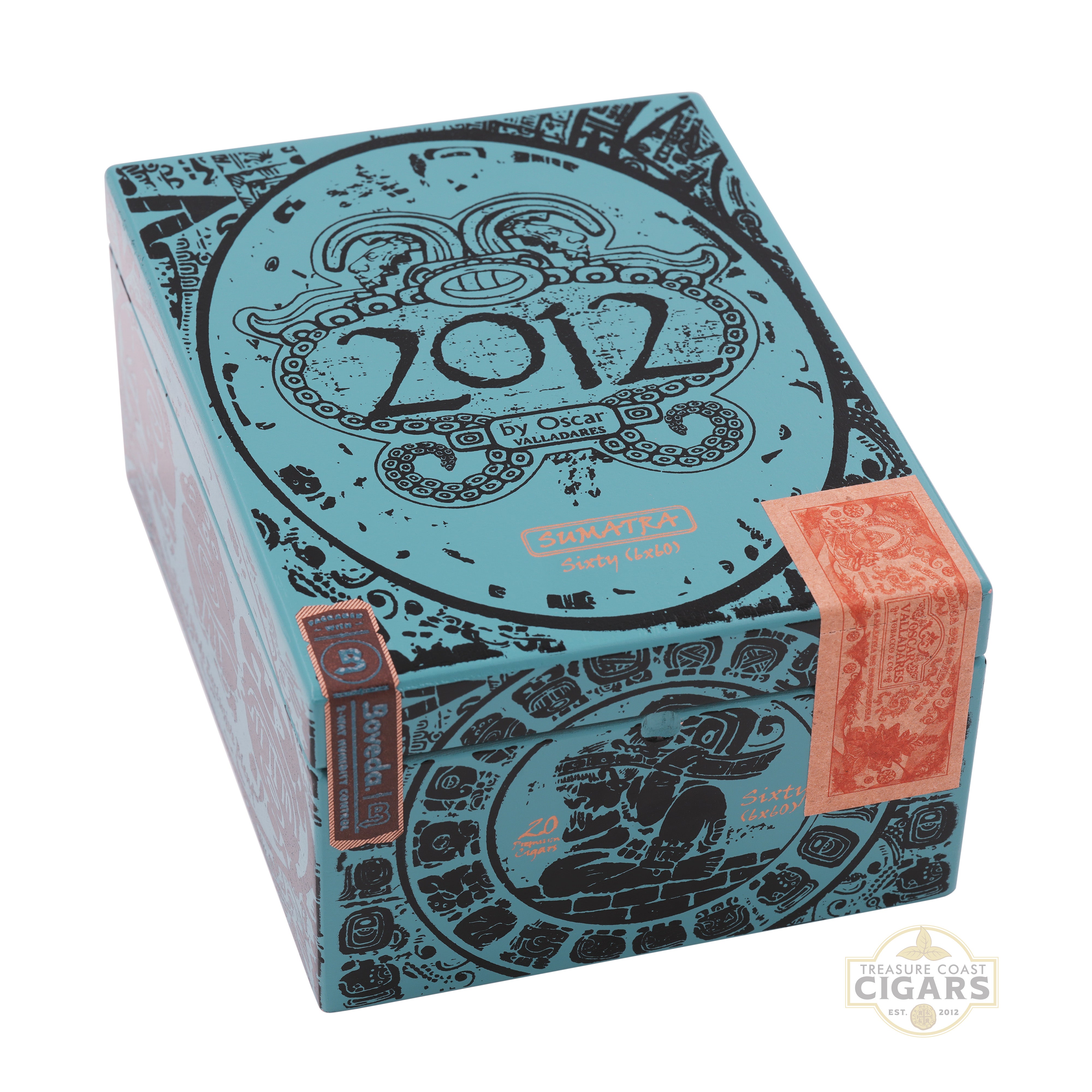 Cigar box with '2012' design on a white background