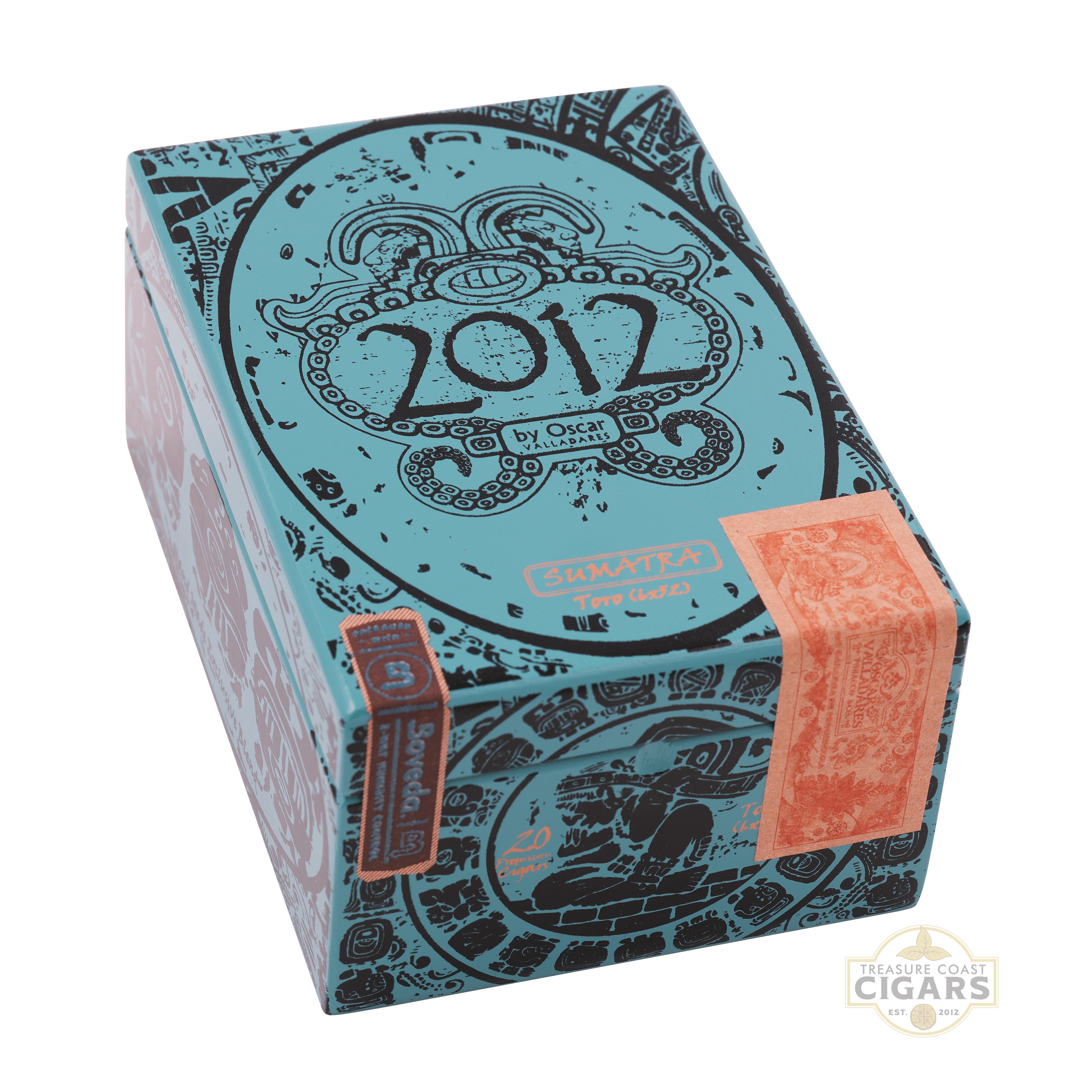 Cigar box with '2012' design on a white background