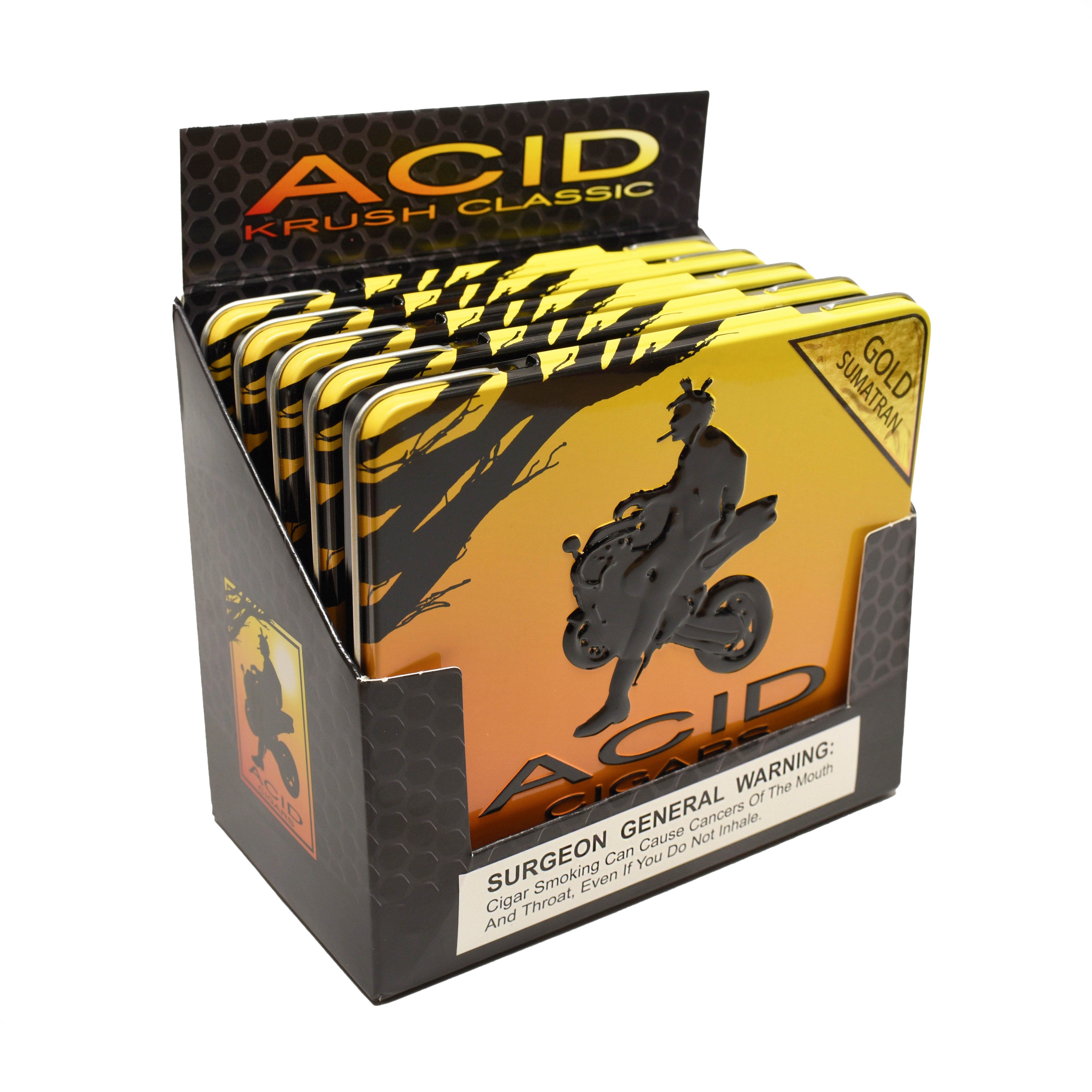 Display of Acid Krush Gold Classic packaging with prominent branding and warning label.