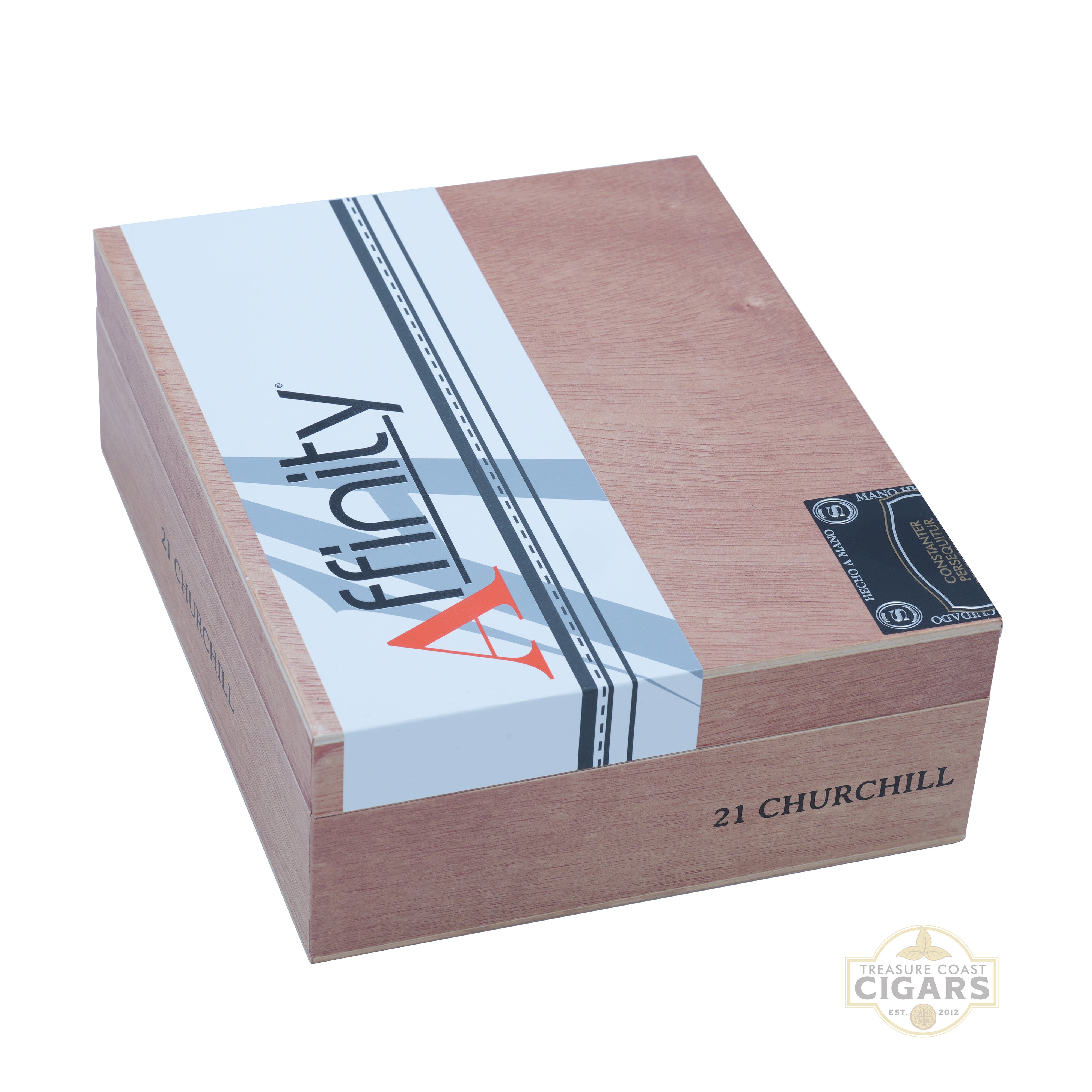 Cigar box with 'Affinity' branding on a white background