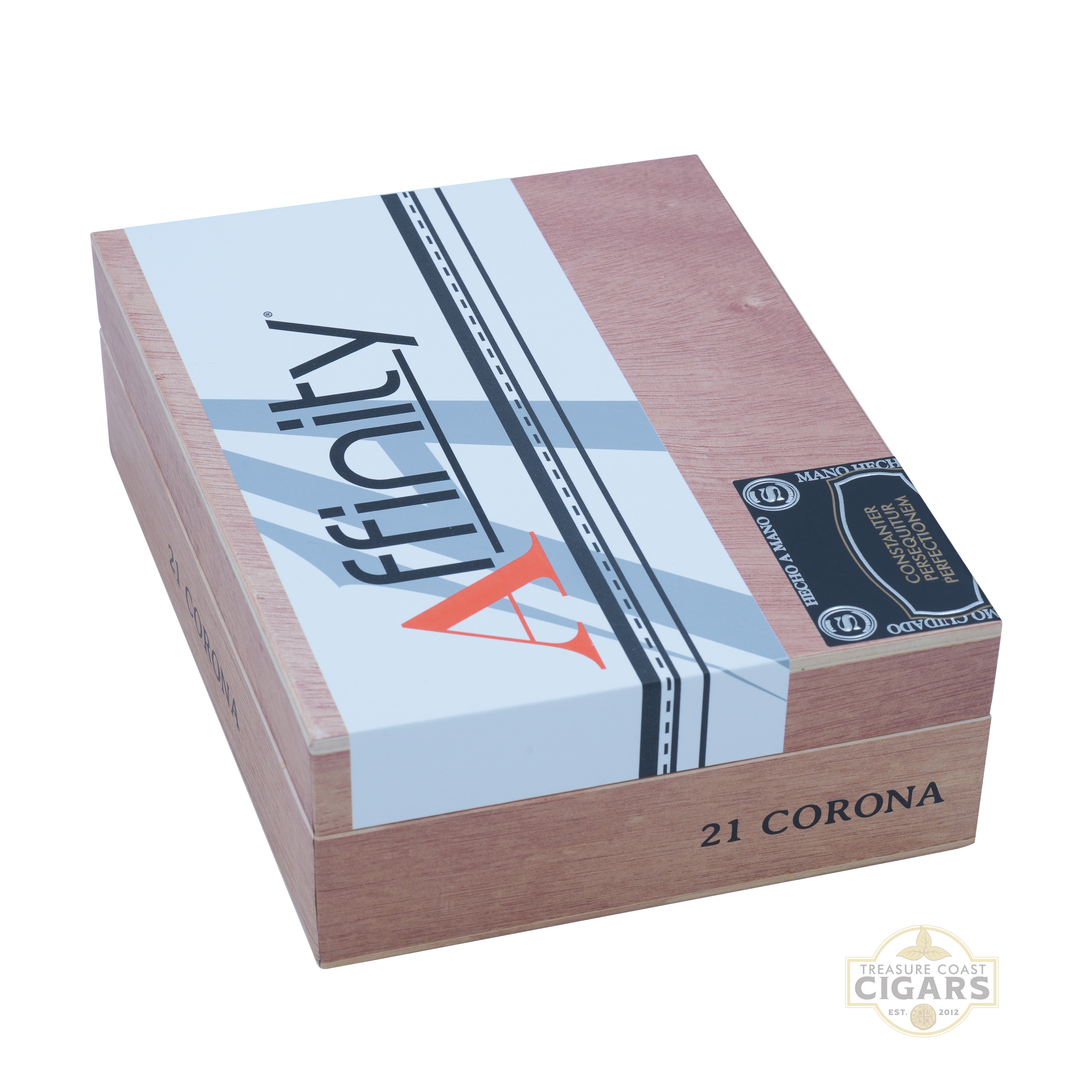 Cigar box with 'Affinity' branding on a white background
