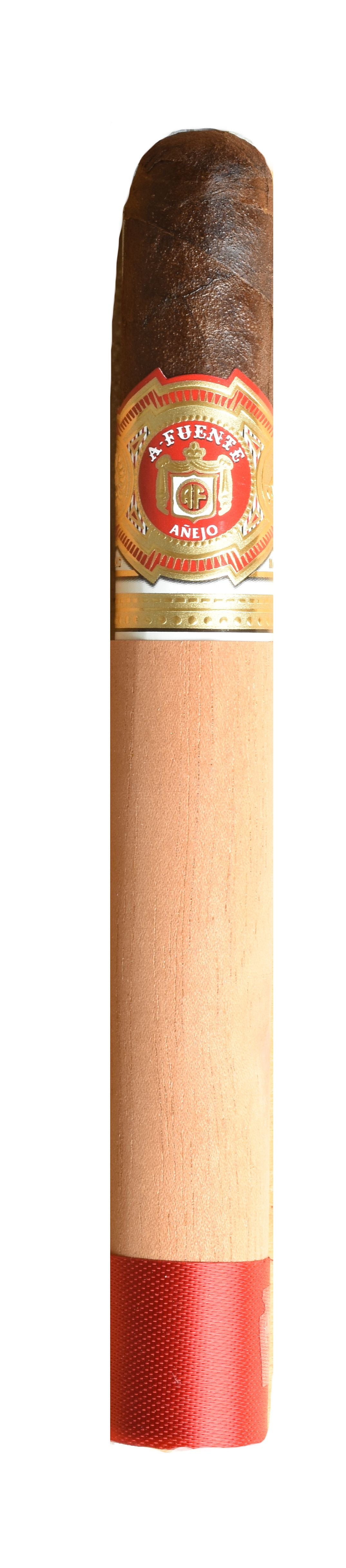 Cigar with a visible brand label on a white background