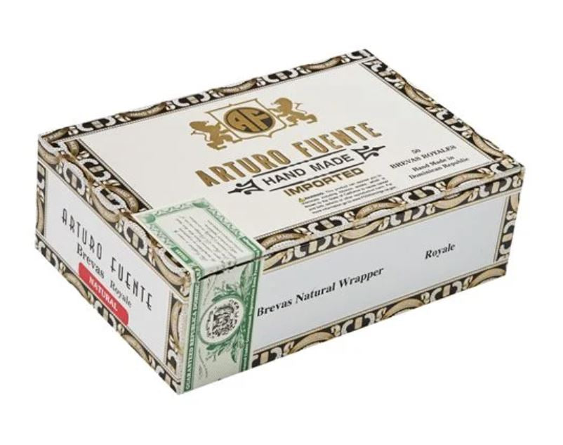 Cigar box with Arturo Fuente branding on a white background