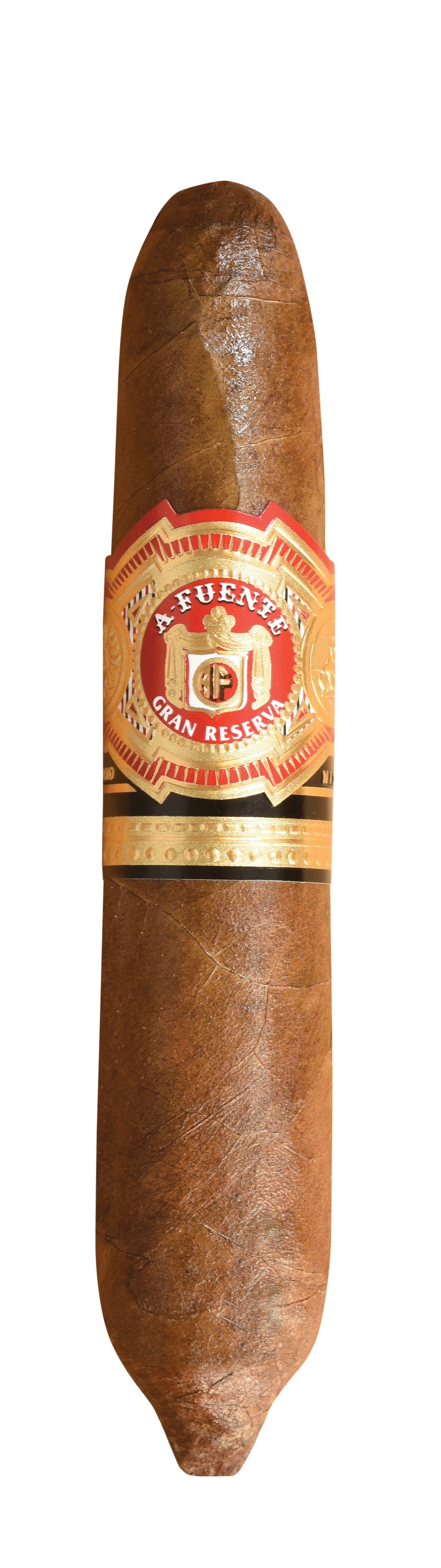 Cigar with a visible brand label on a white background