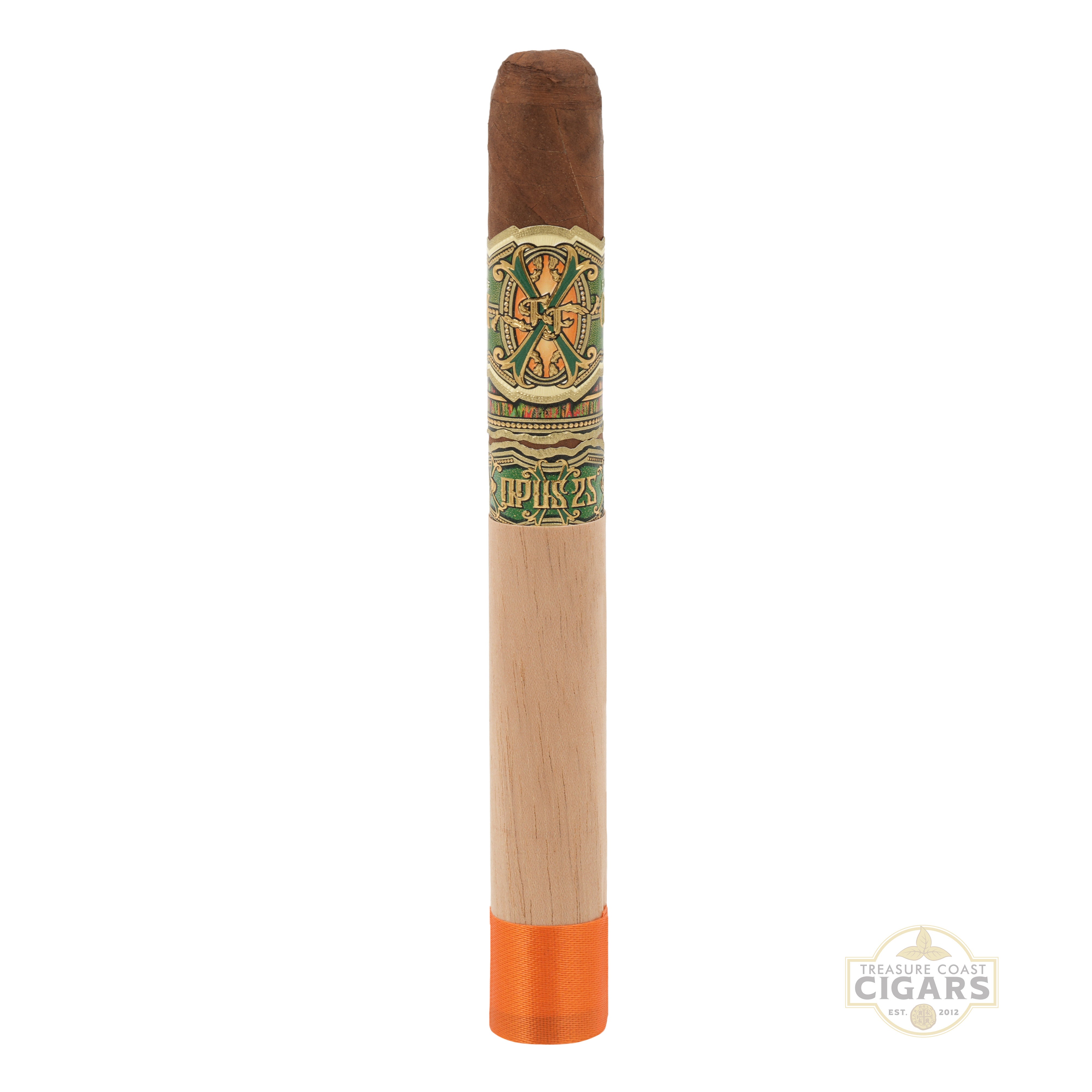 Cigar with a visible brand logo on a white background