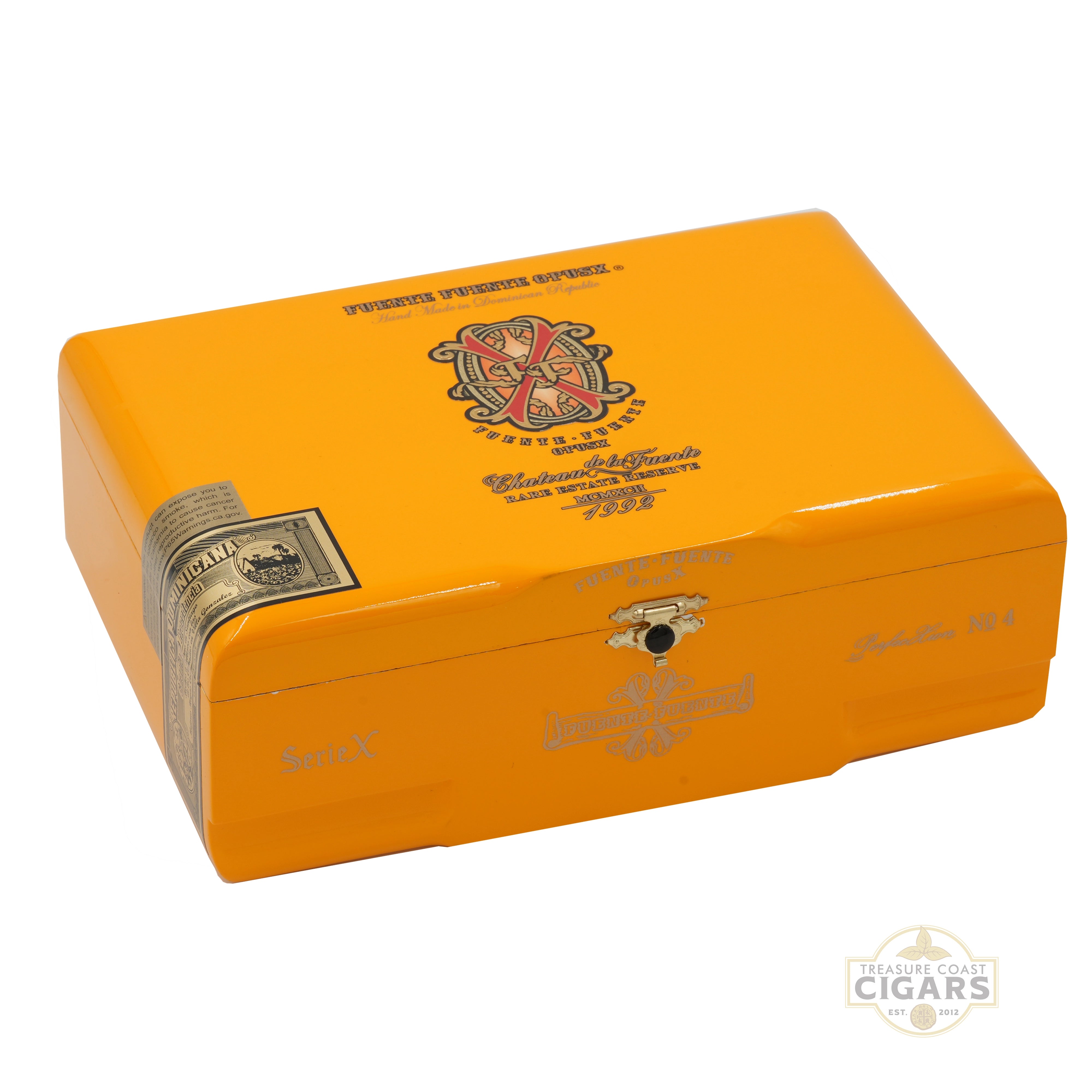 Yellow Opus X ORO box with brand logo on a white background