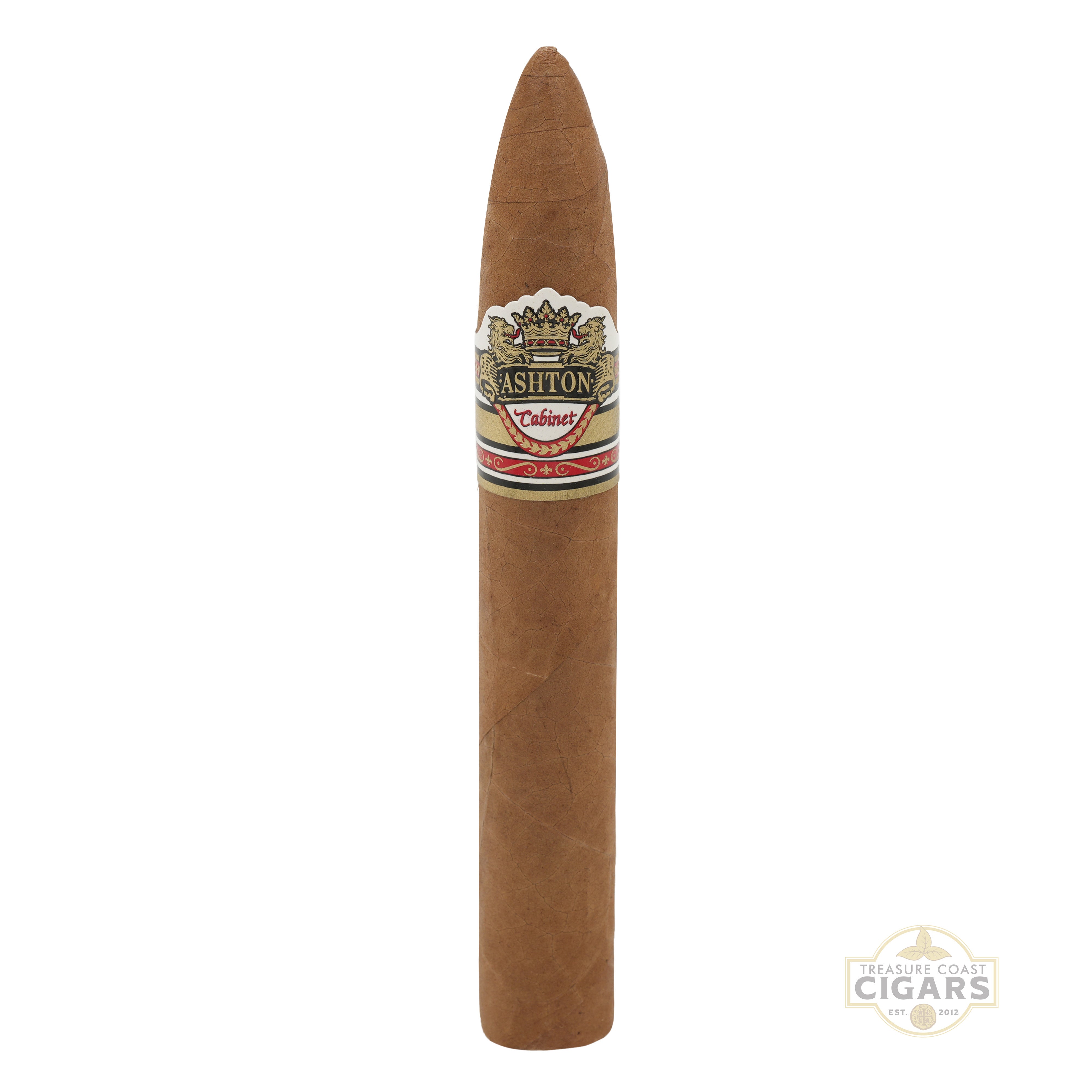 Cigar with a Ashton label on a white background
