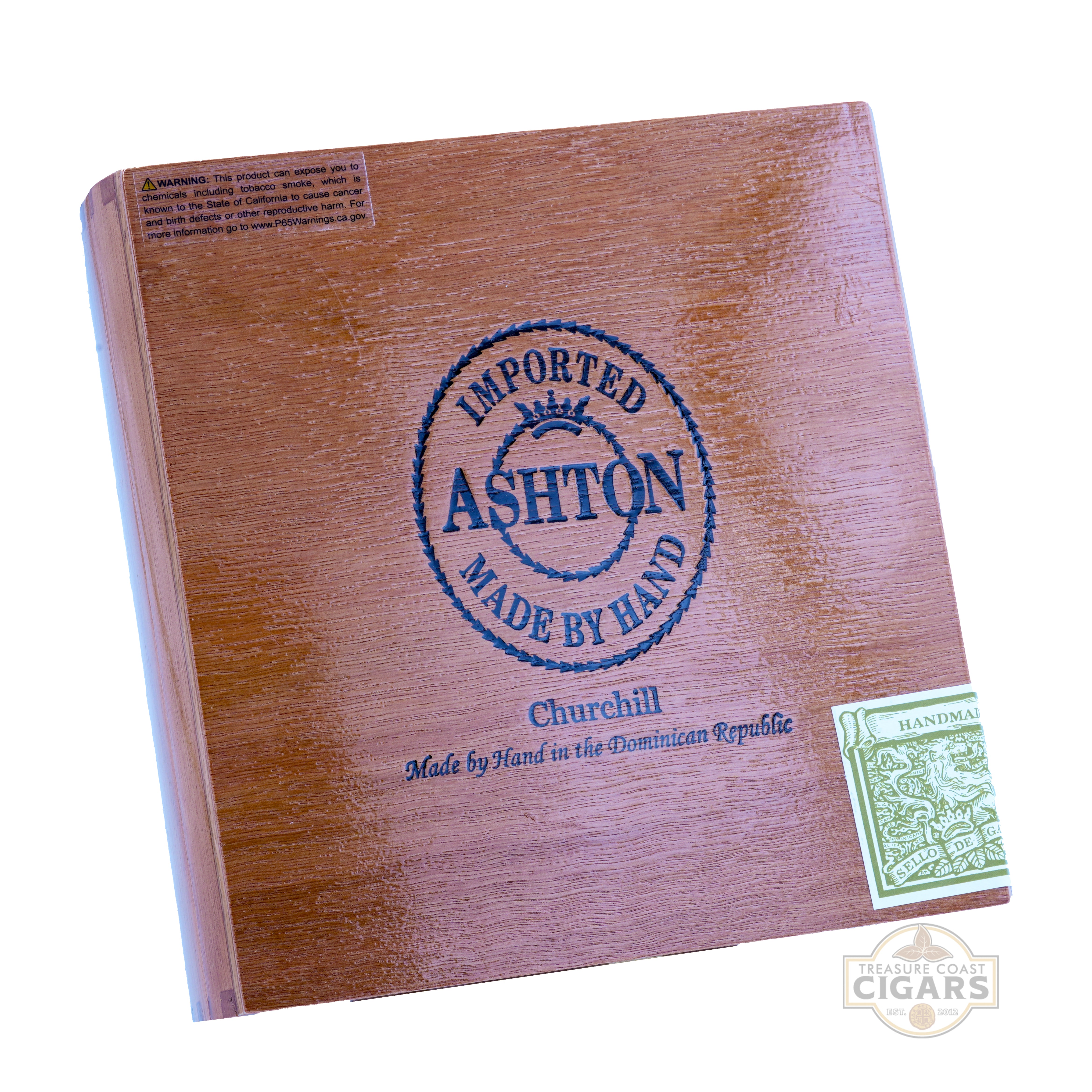 Wooden Ashton Classic cigar box on a white background