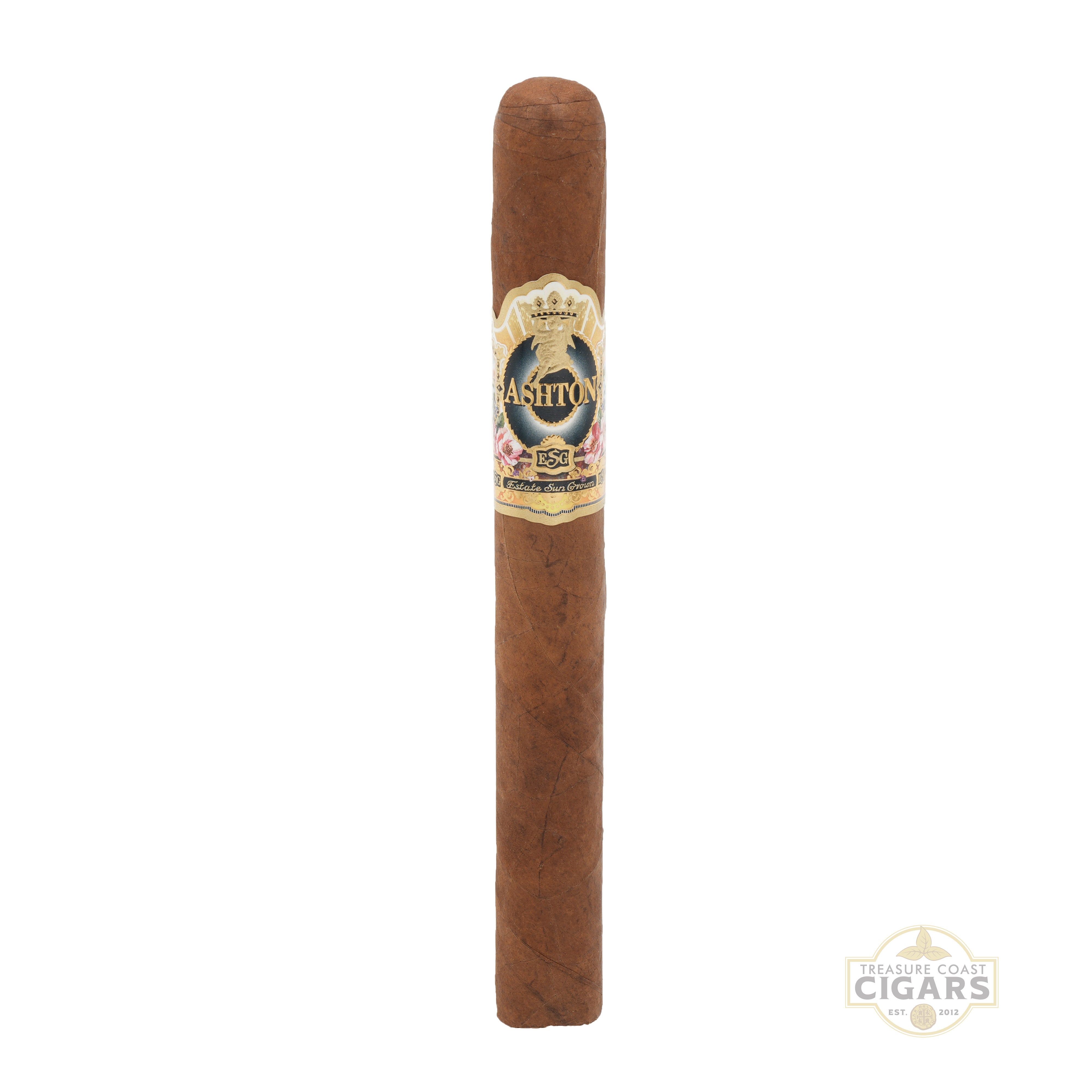 Cigar with Ashton ESG band on a white background