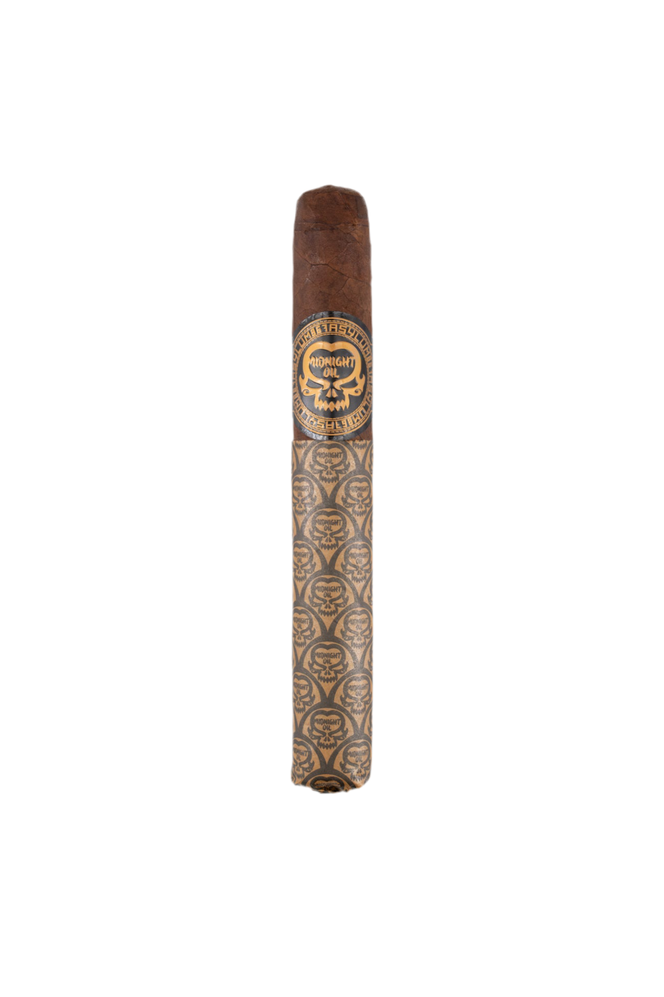 Cigar with decorative band on a white background