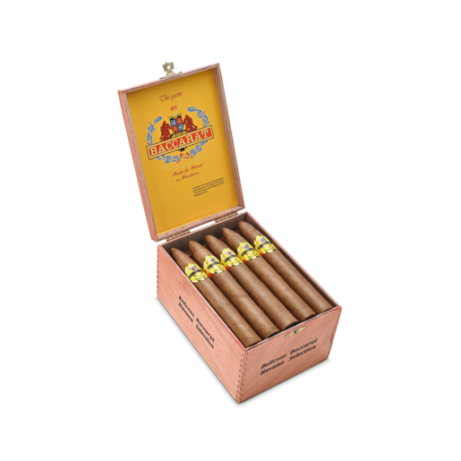 Open box of cigars with a visible brand logo on a white background