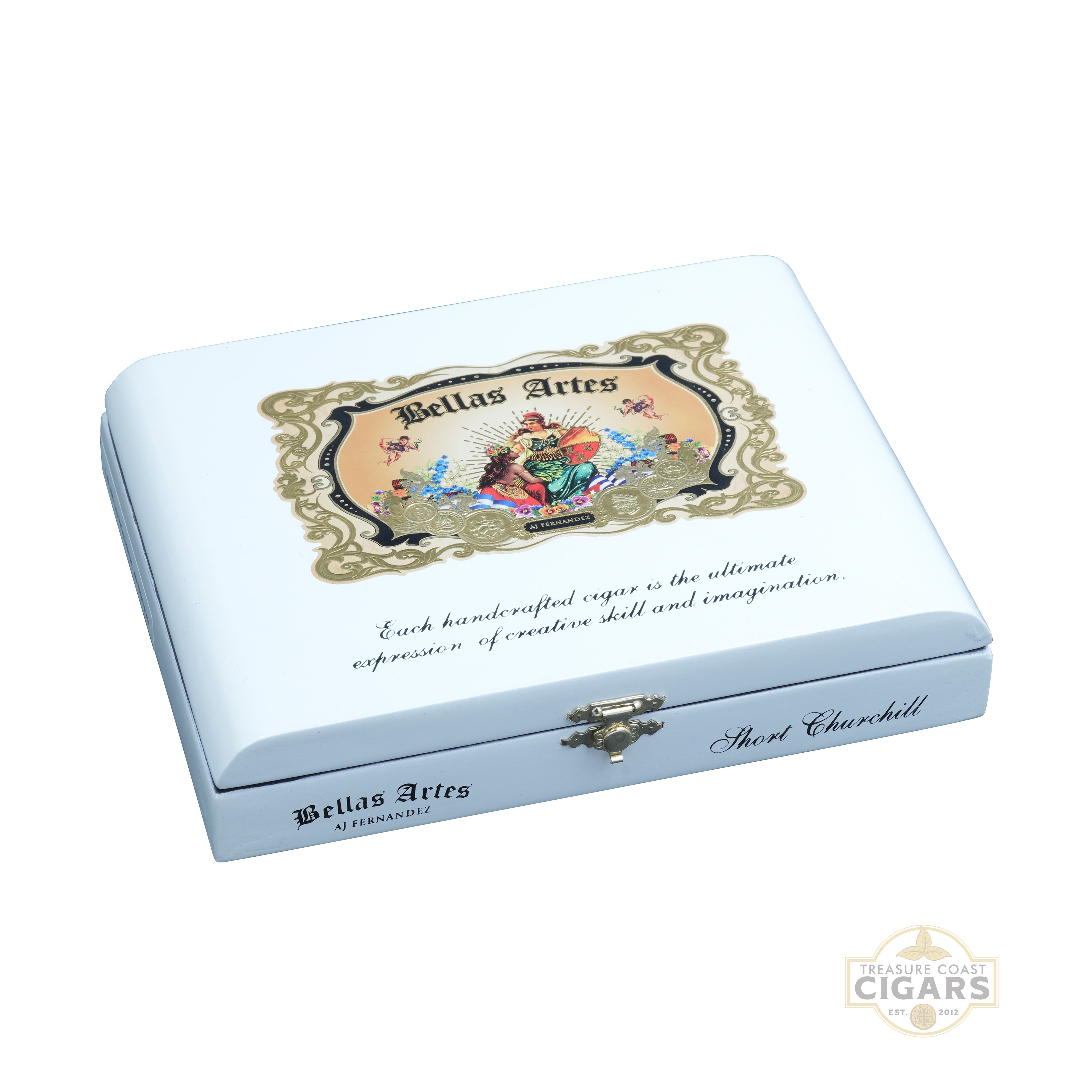 Bellas Artes cigar box with decorative design and text on a white background