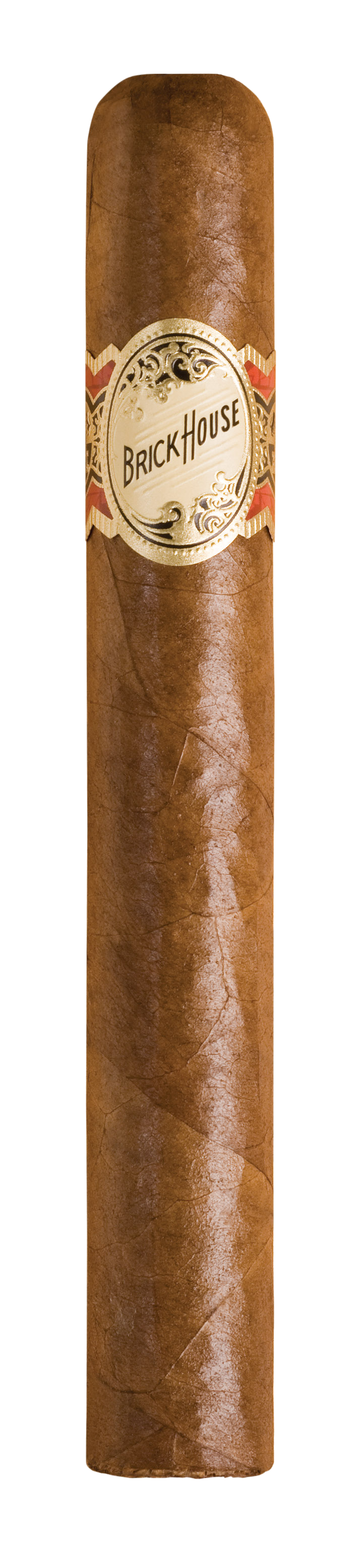 Cigar with a visible label on a white background