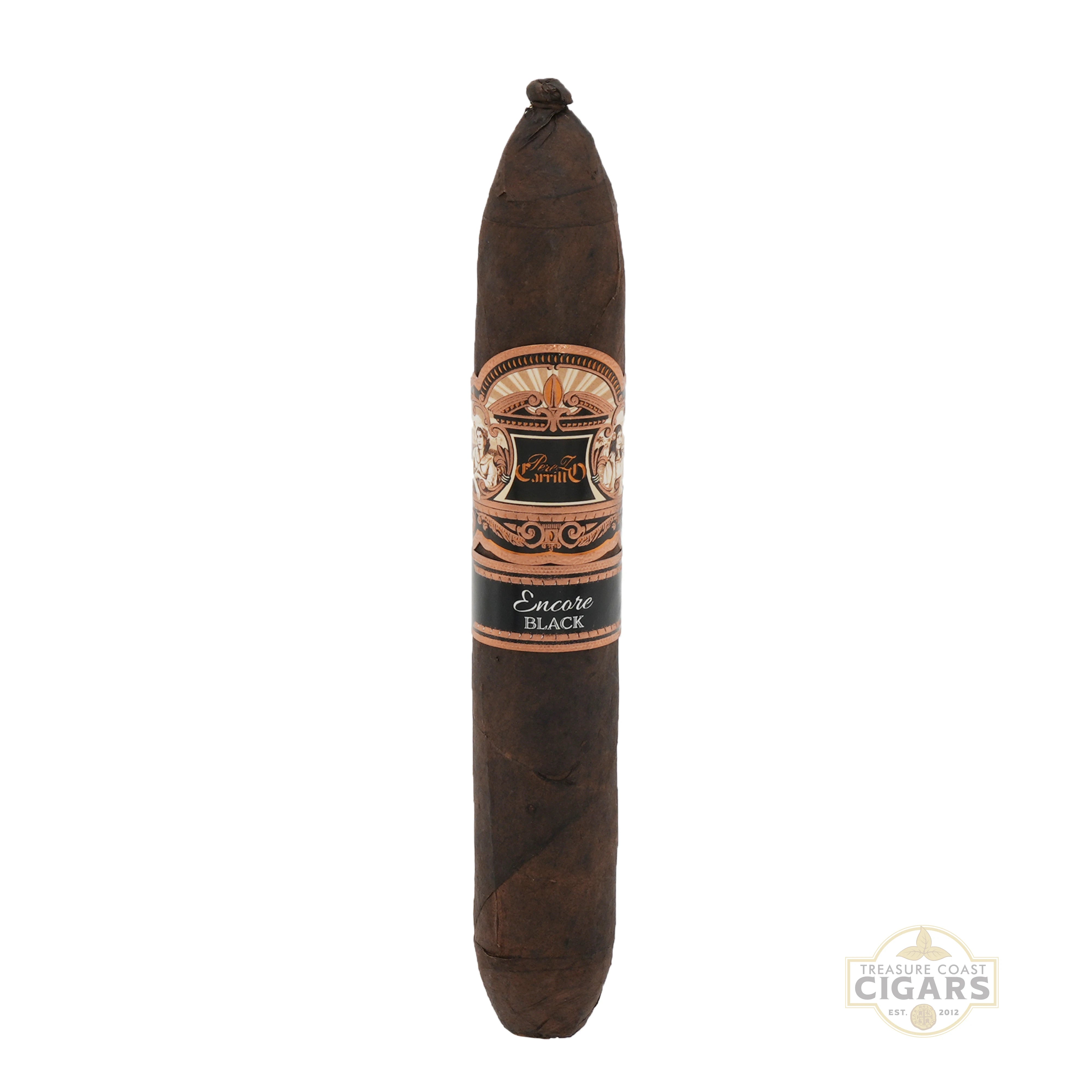 Casa Carrillo Encore Black Bulwarks cigar with a brand label on a white background