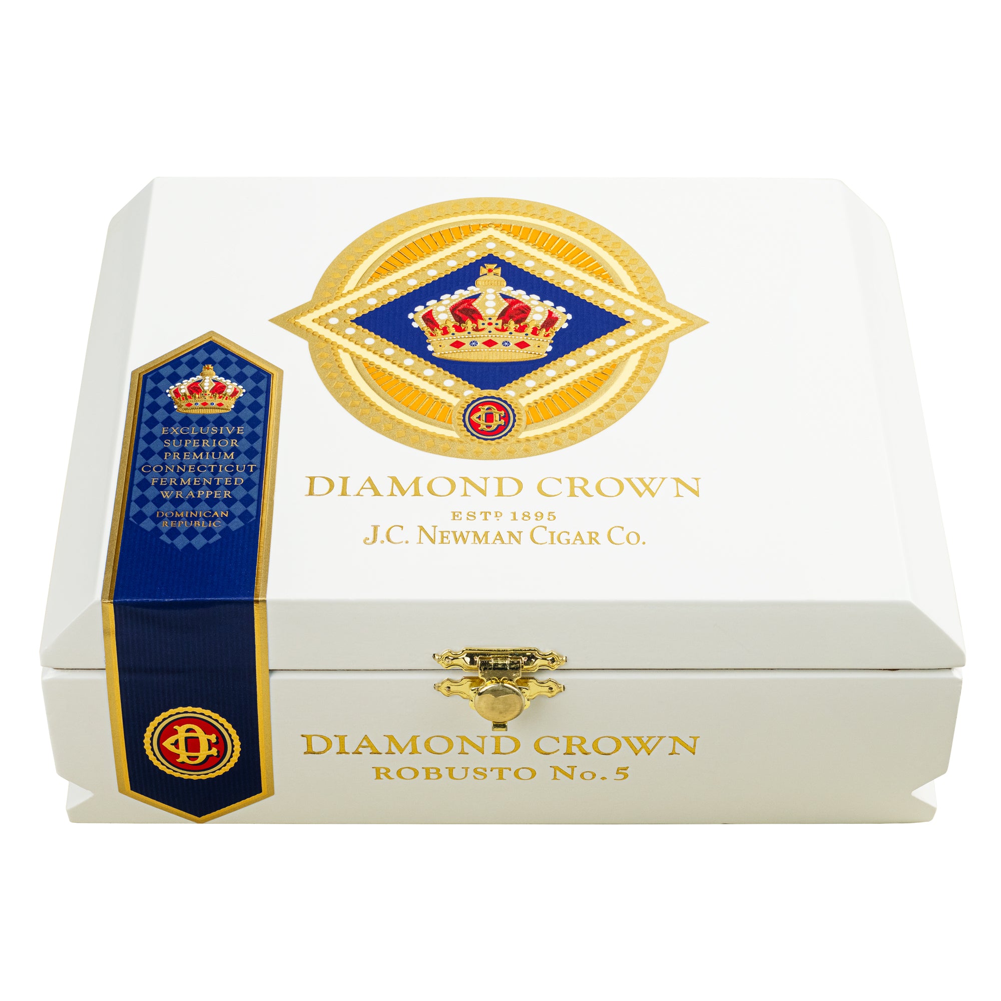 Diamond Crown cigar box with gold and blue design on a white background