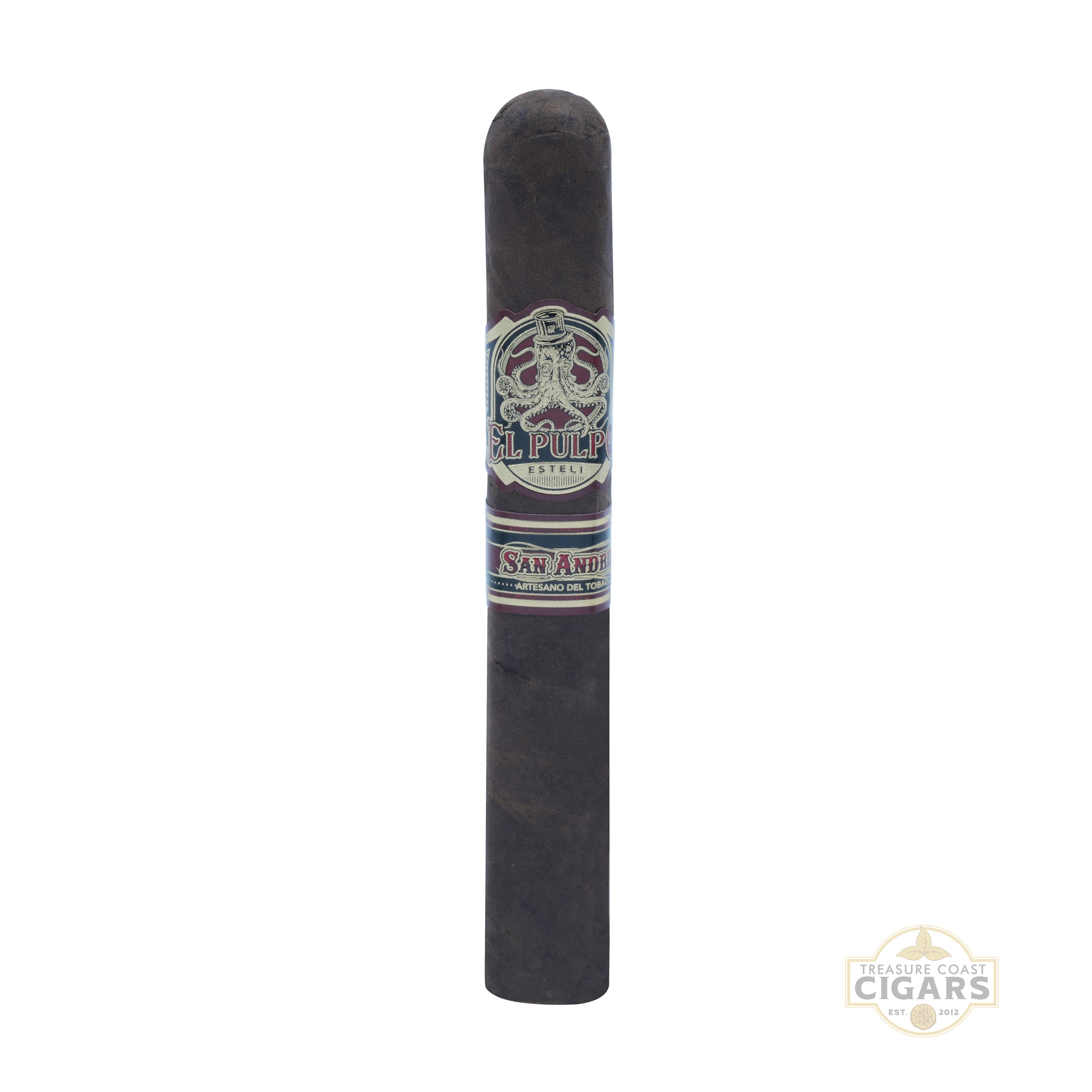 Cigar with 'San Andres' label on a white background