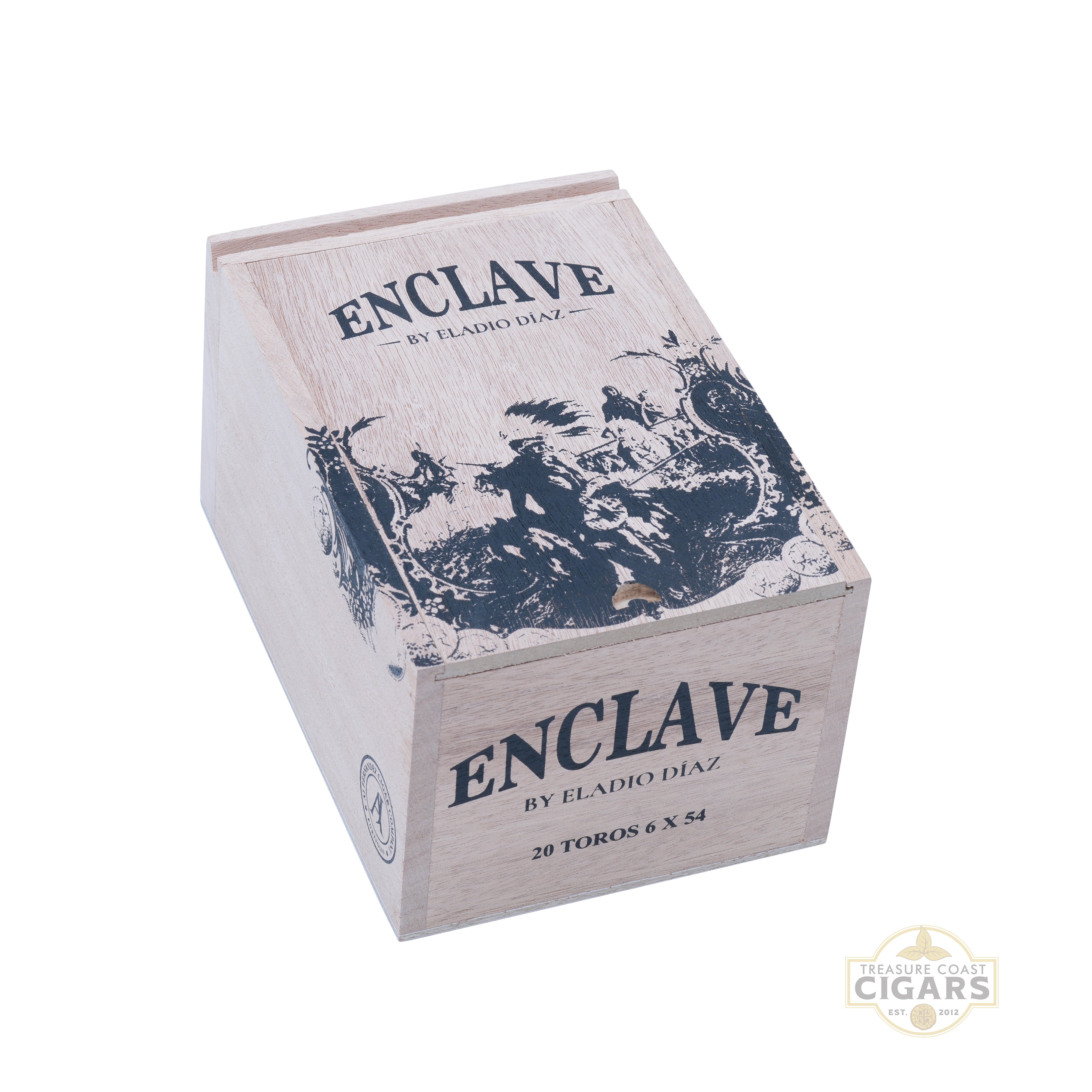 Cigar box labeled 'Enclave by Eladio Diaz' on a white background