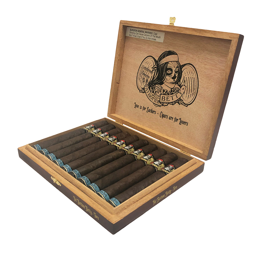 Wooden box of cigars with a brand logo on a white background