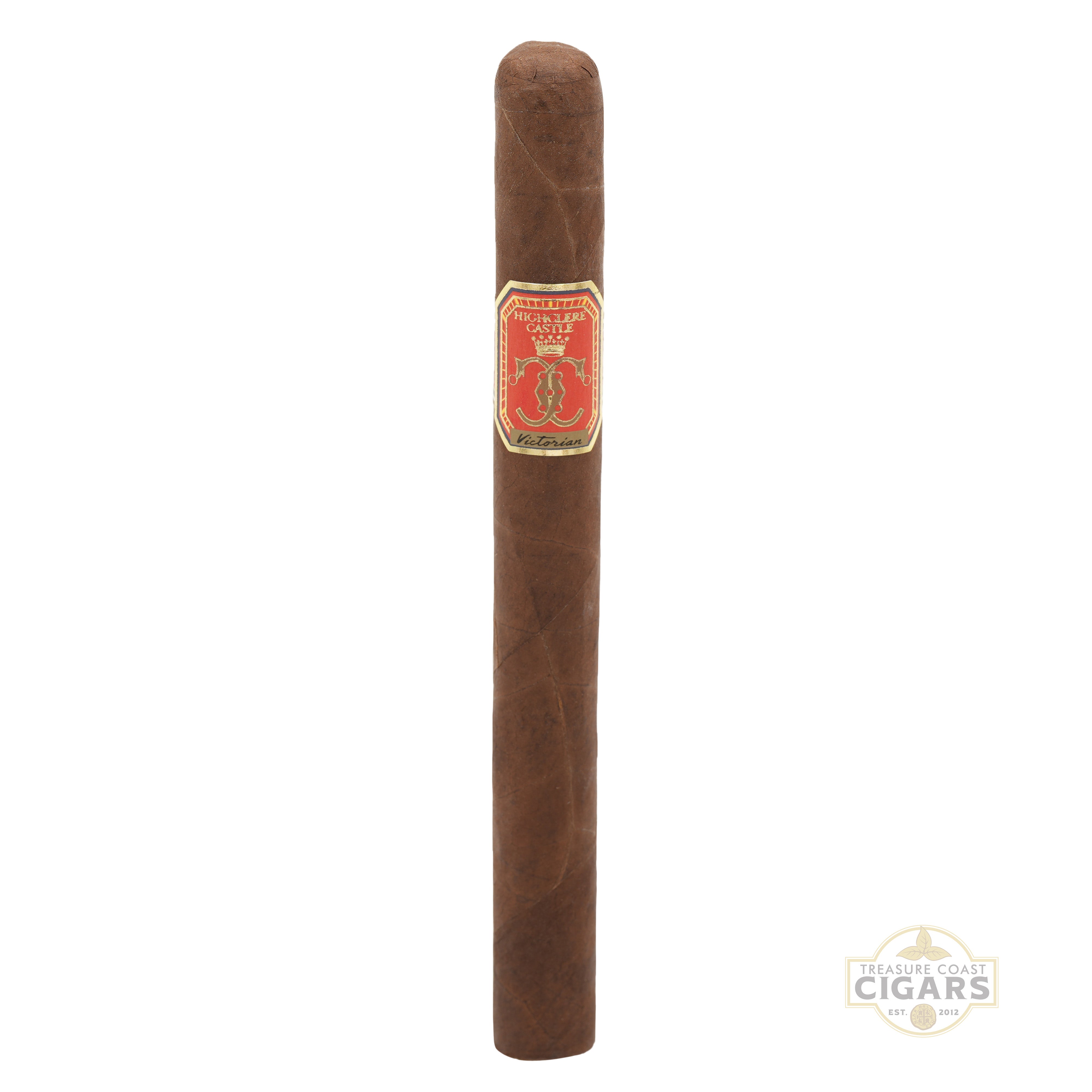 Cigar with a visible label on a white background