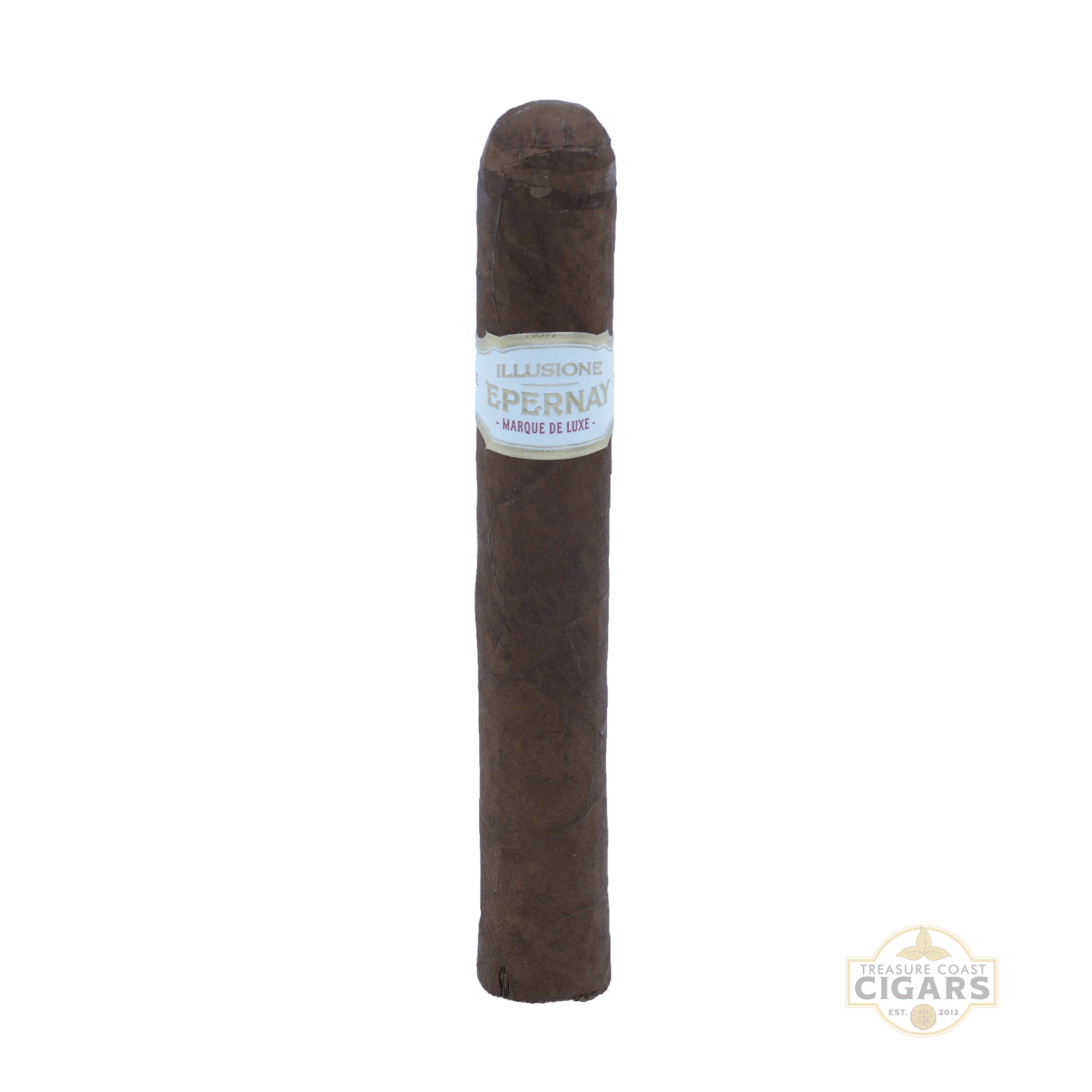Cigar with a label on a white background