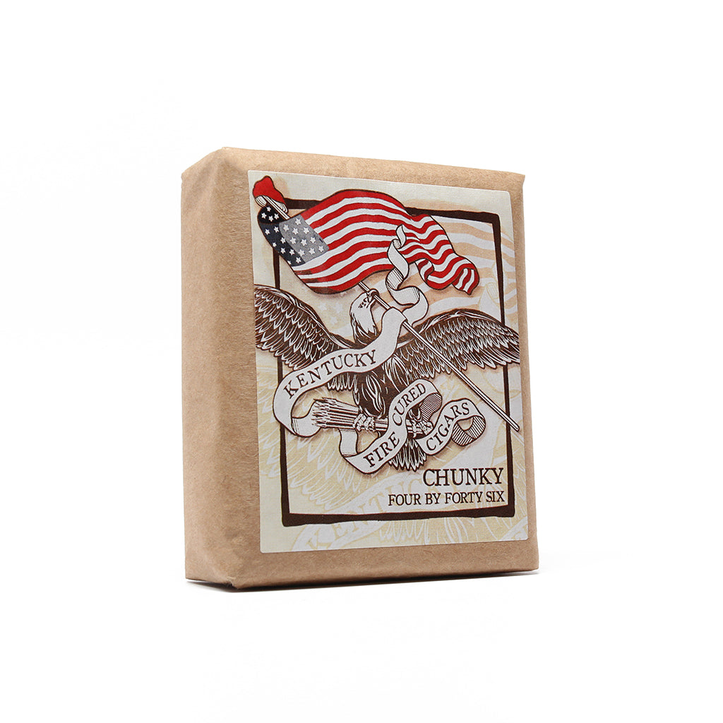 Cigar box with an eagle and American flag design on a white background