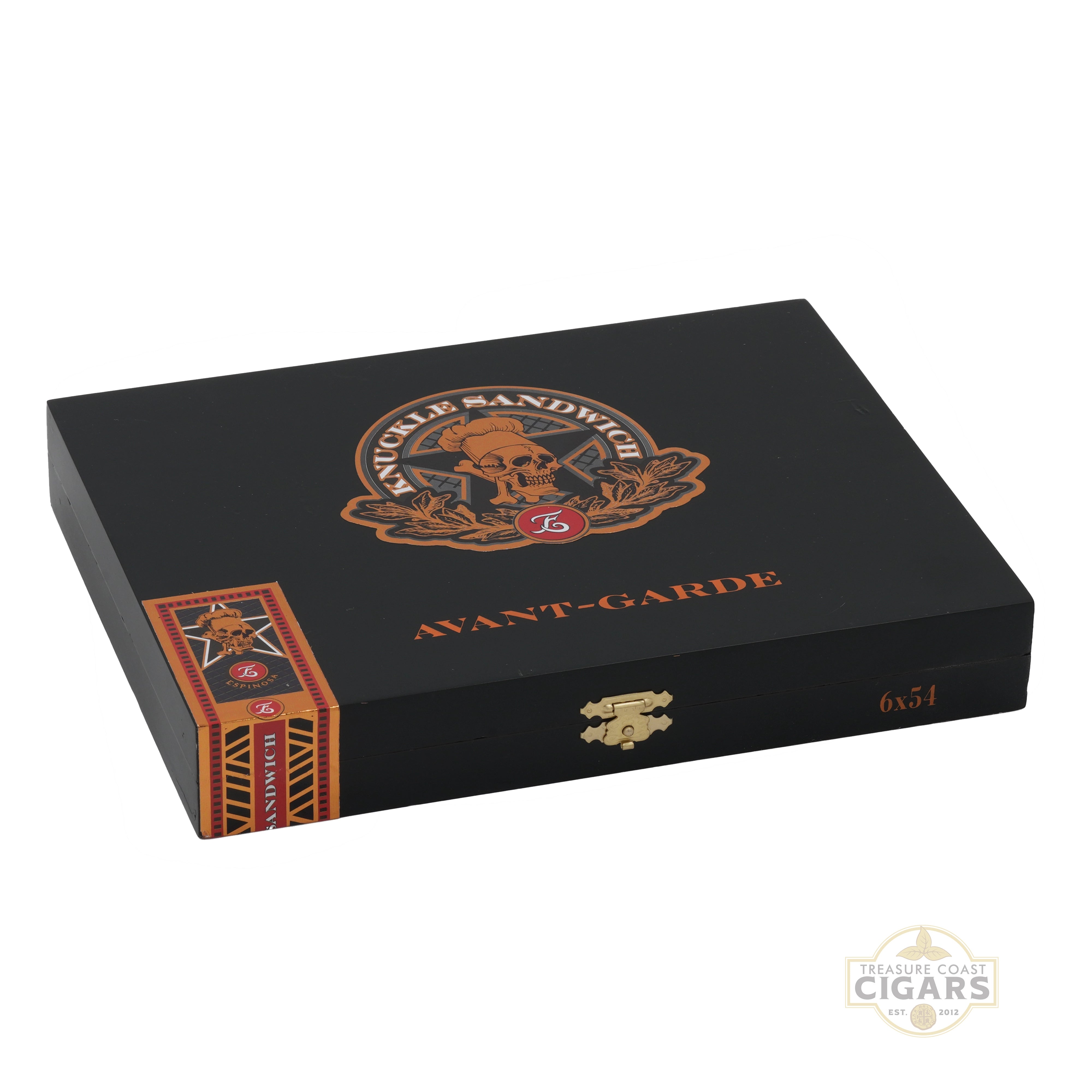 Knuckle Sandwich Avant-Garde Cigar box with branding on a white background