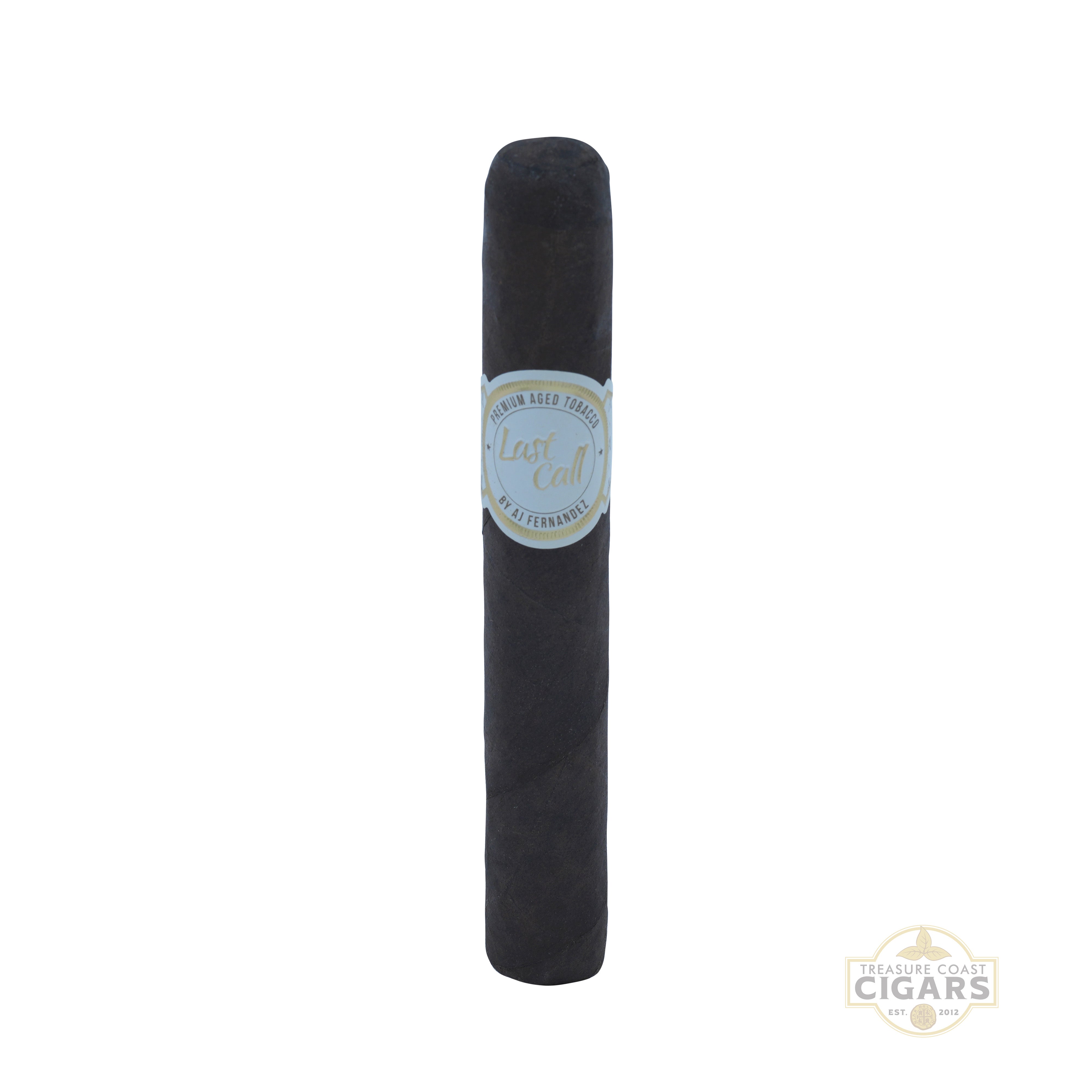 Cigar with a label on a white background