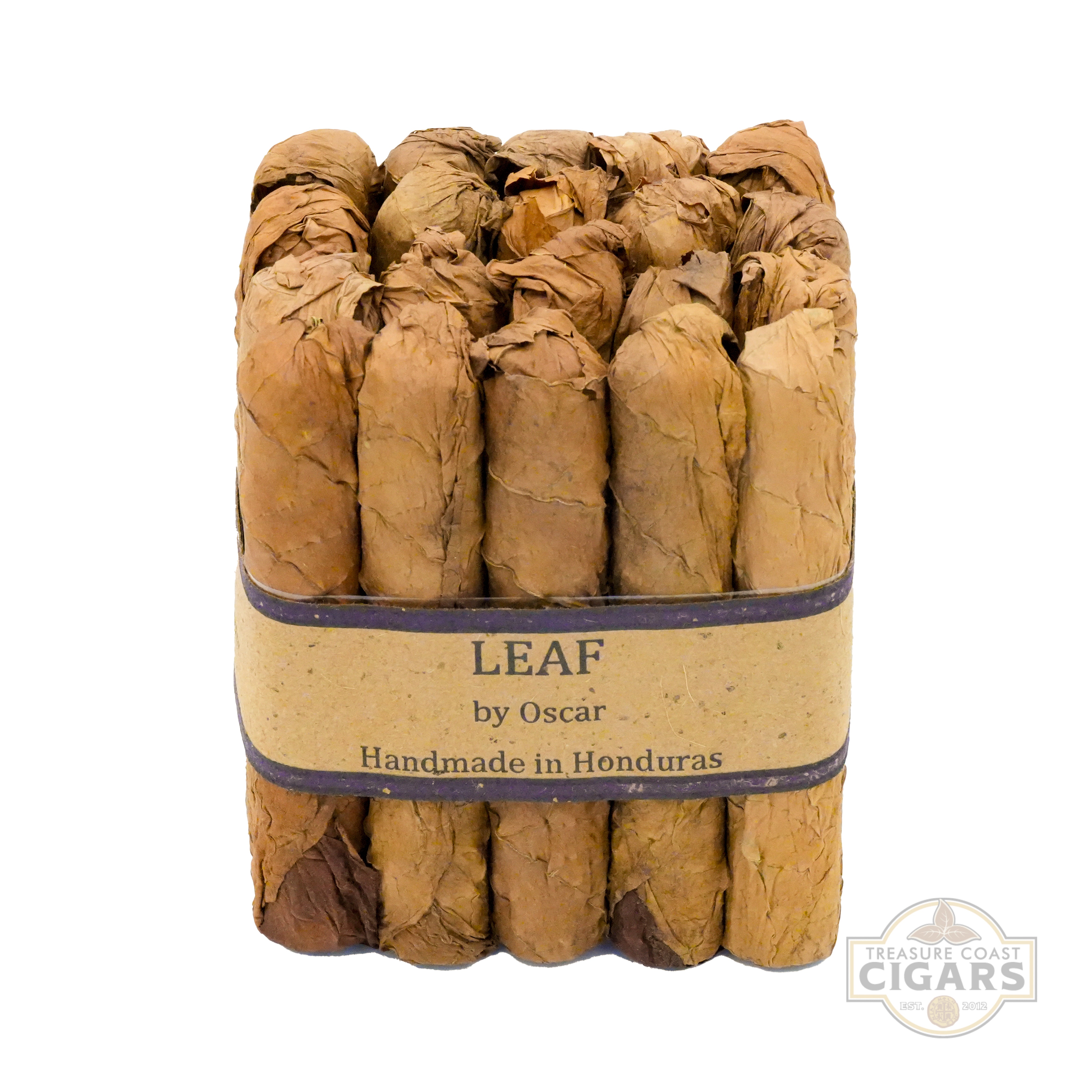 Bundle of 20 Leaf by Oscar Connecticut Sixty cigars with 'LEAF by Oscar' label on a white background