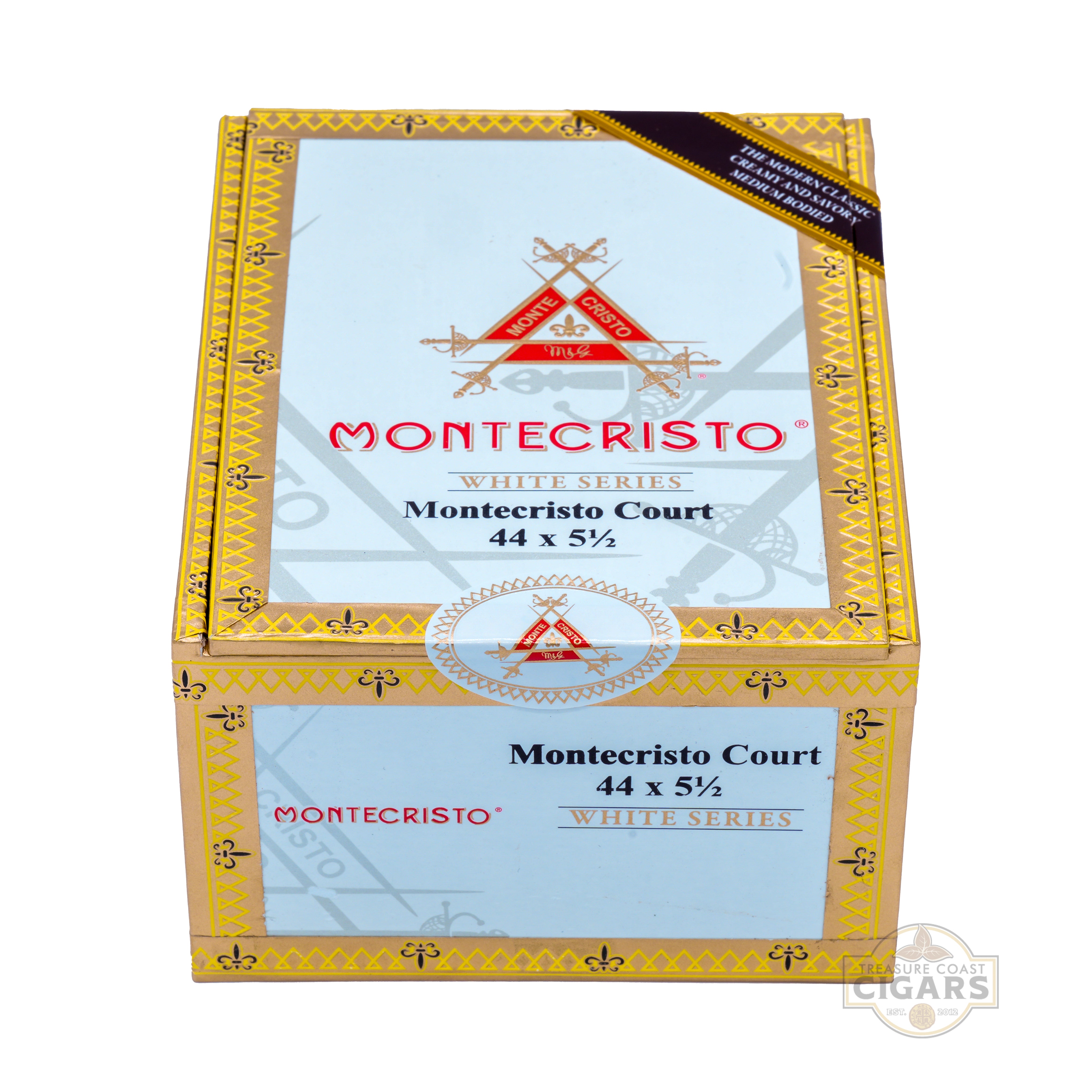 Montecristo White Series Court cigar box on a white background