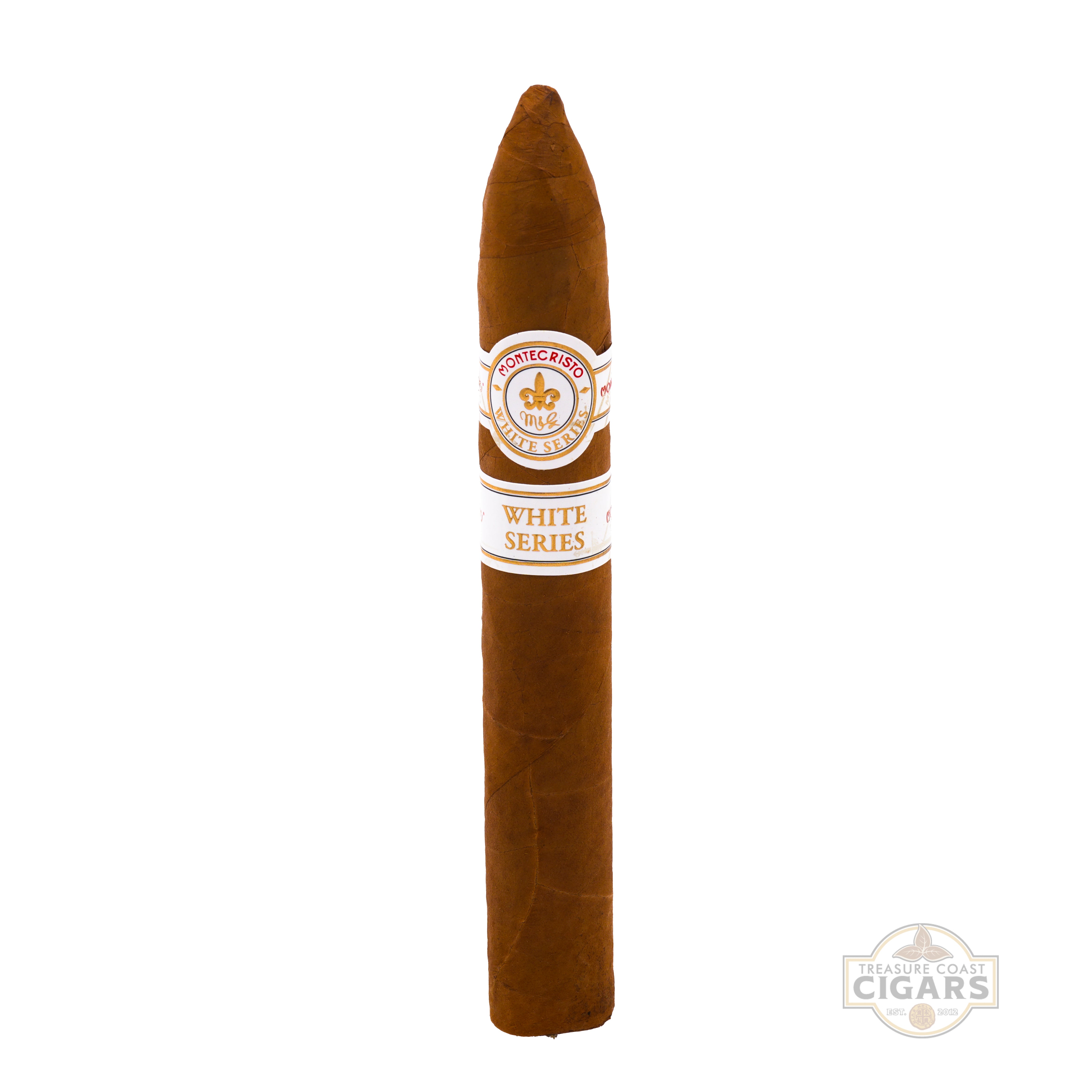 Cigar with a white label on a white background