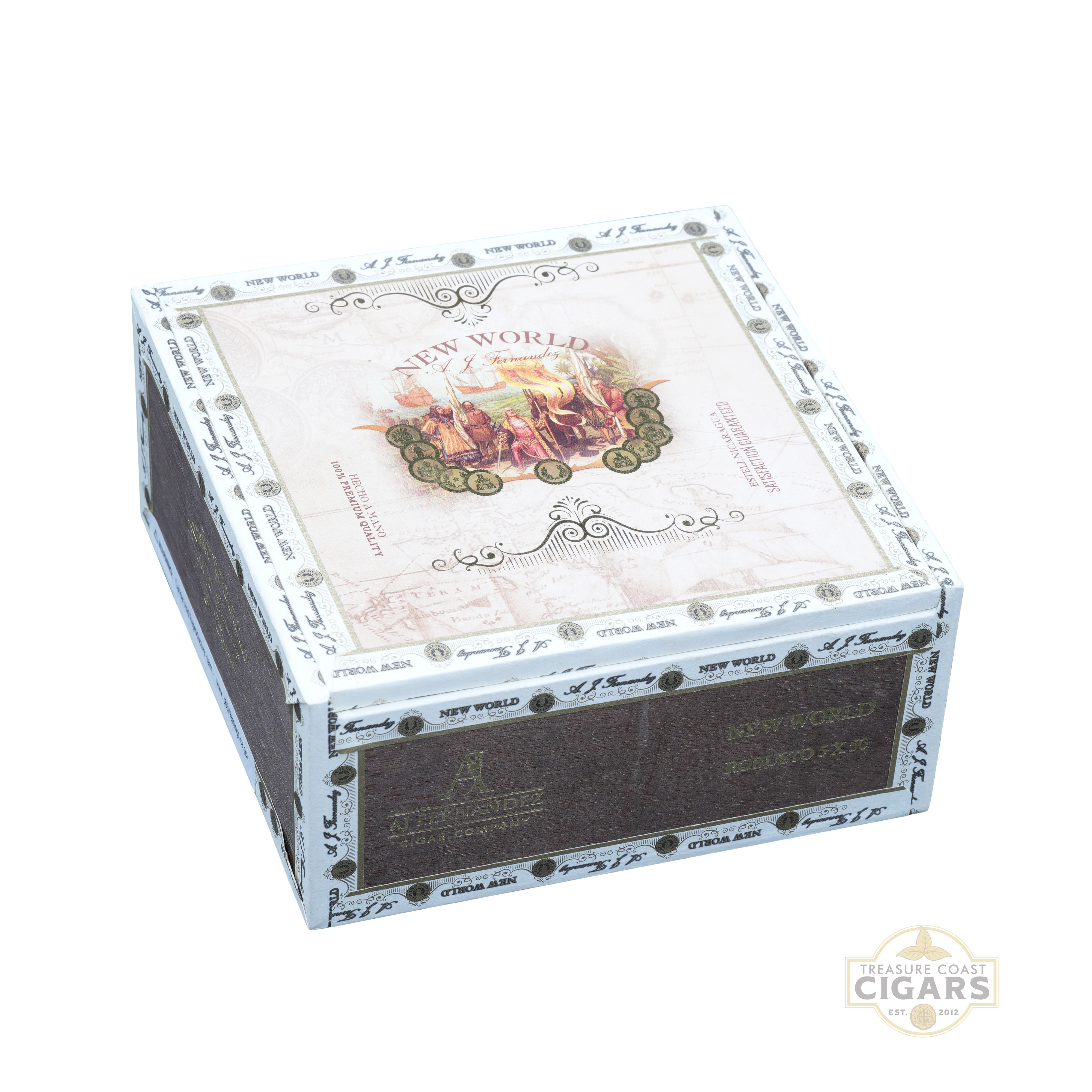 Cigar box with decorative design on a white background