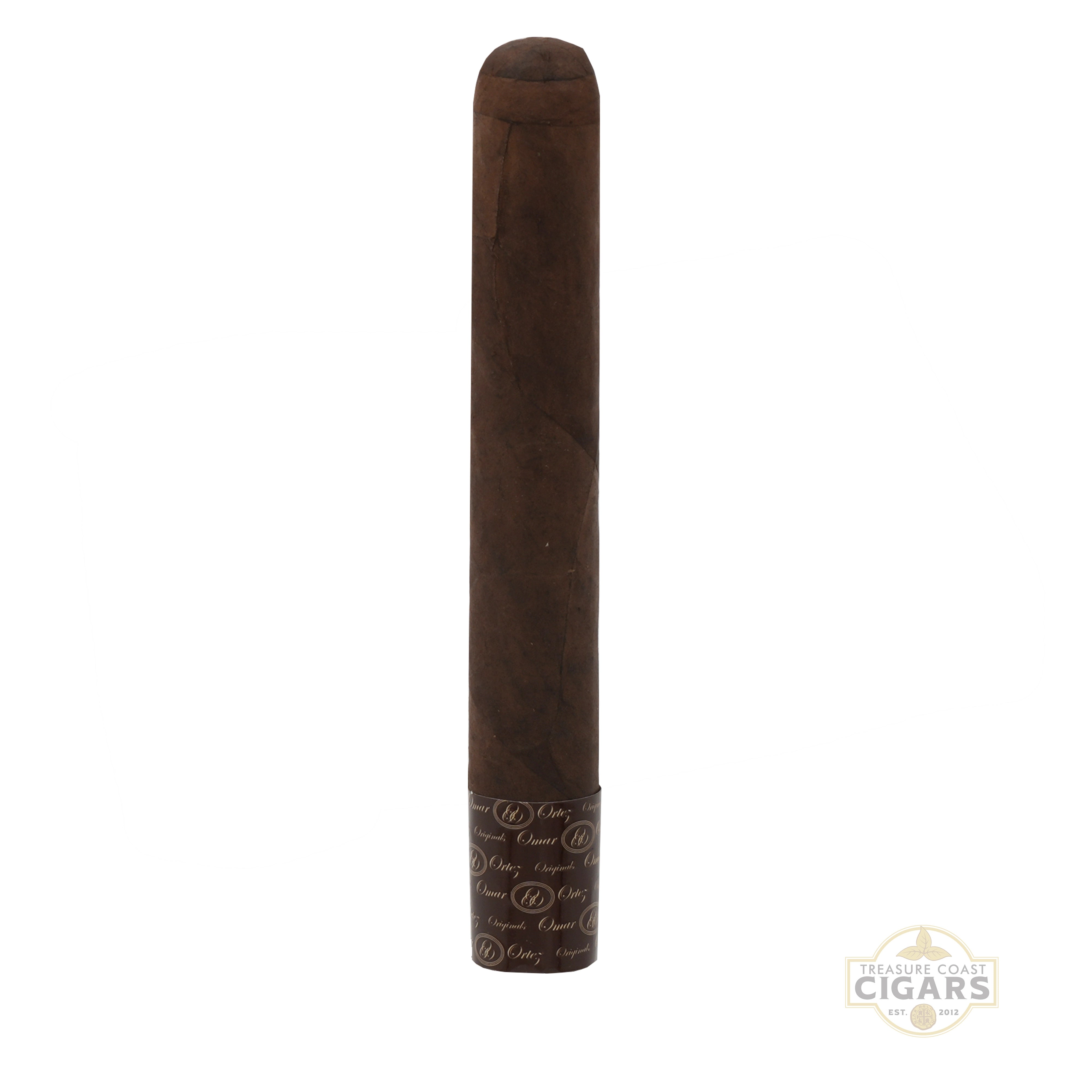 Omar Ortez Originals Maduro Toro Cigar with branding on a white background