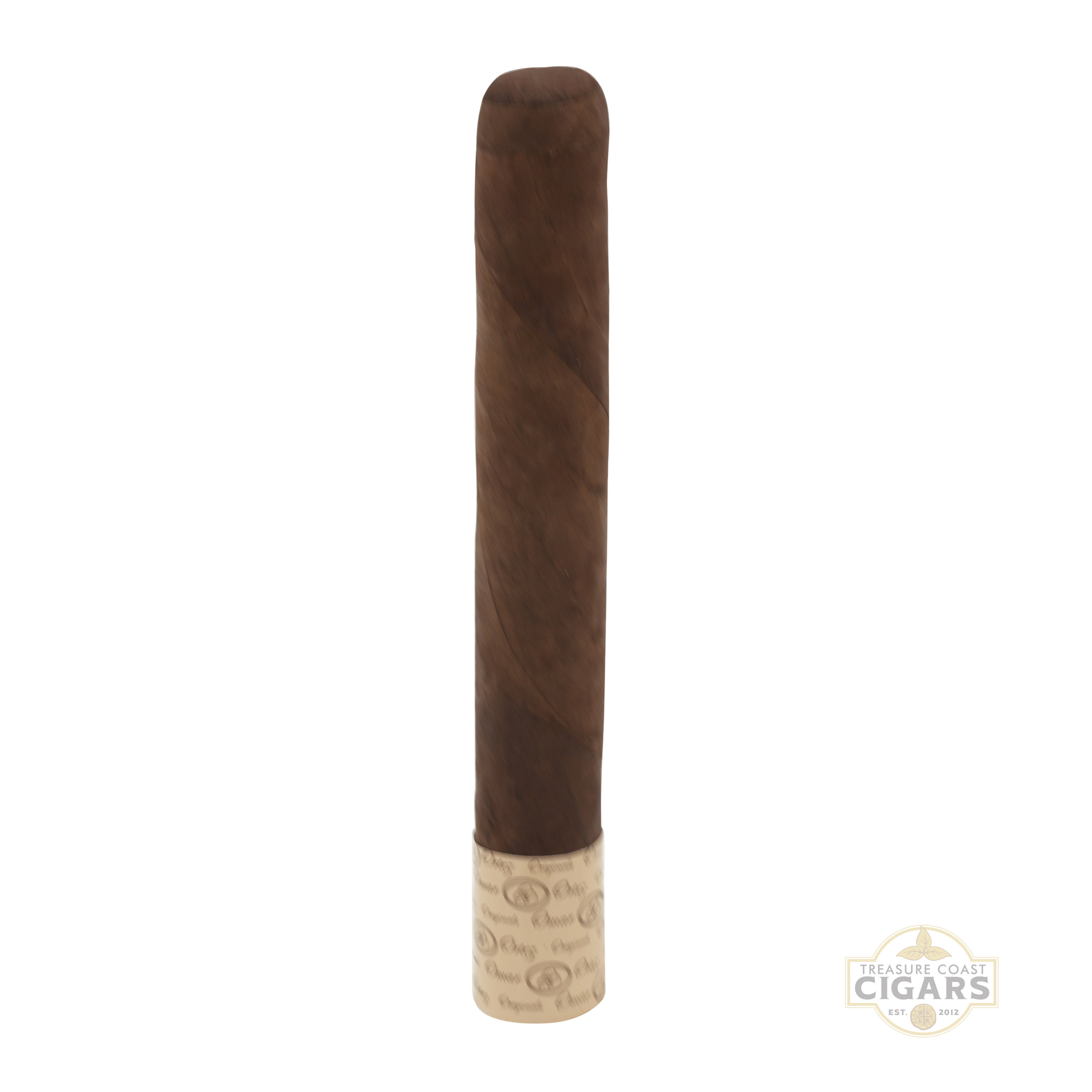 Cigar with visible branding on a white background