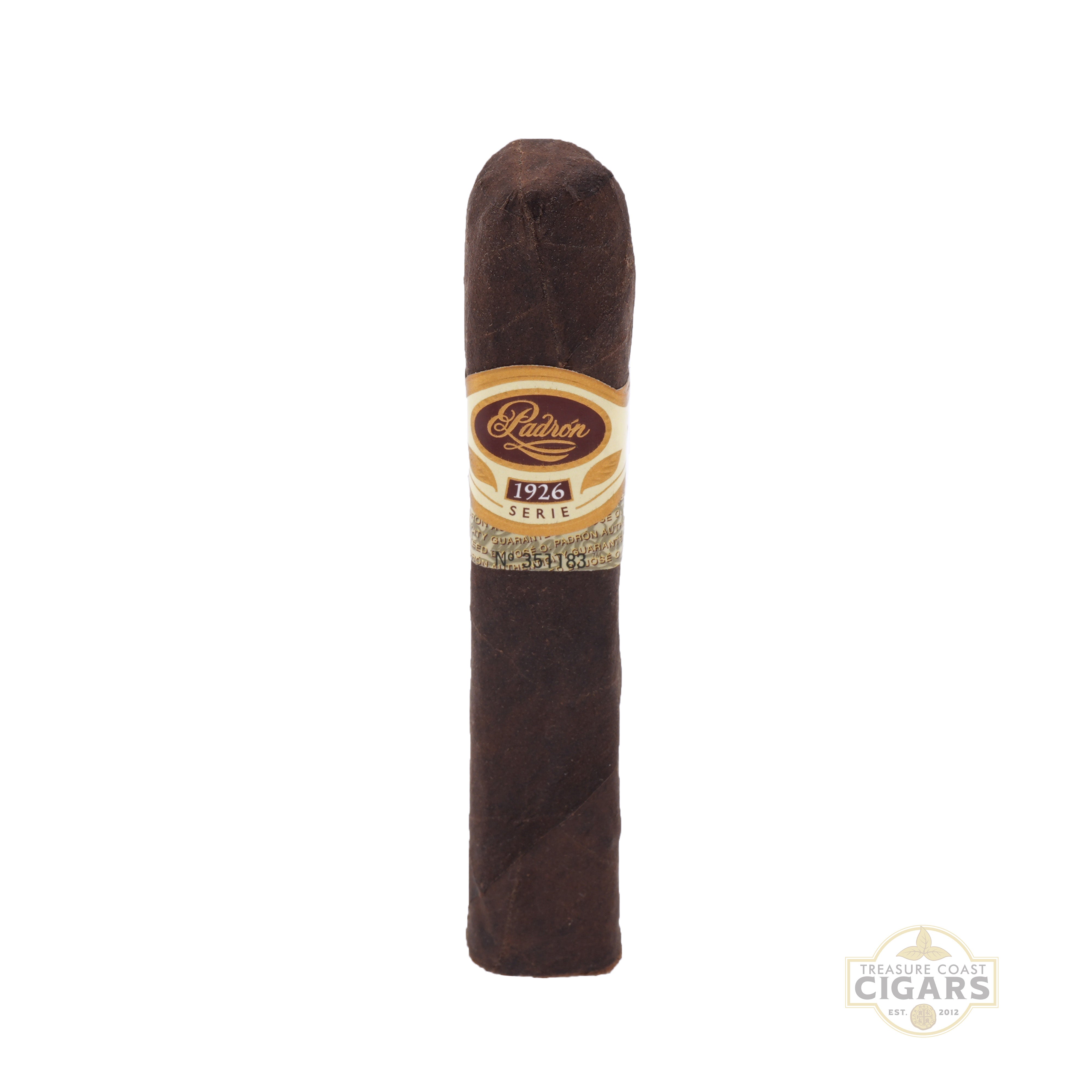 Cigar with a label on a white background