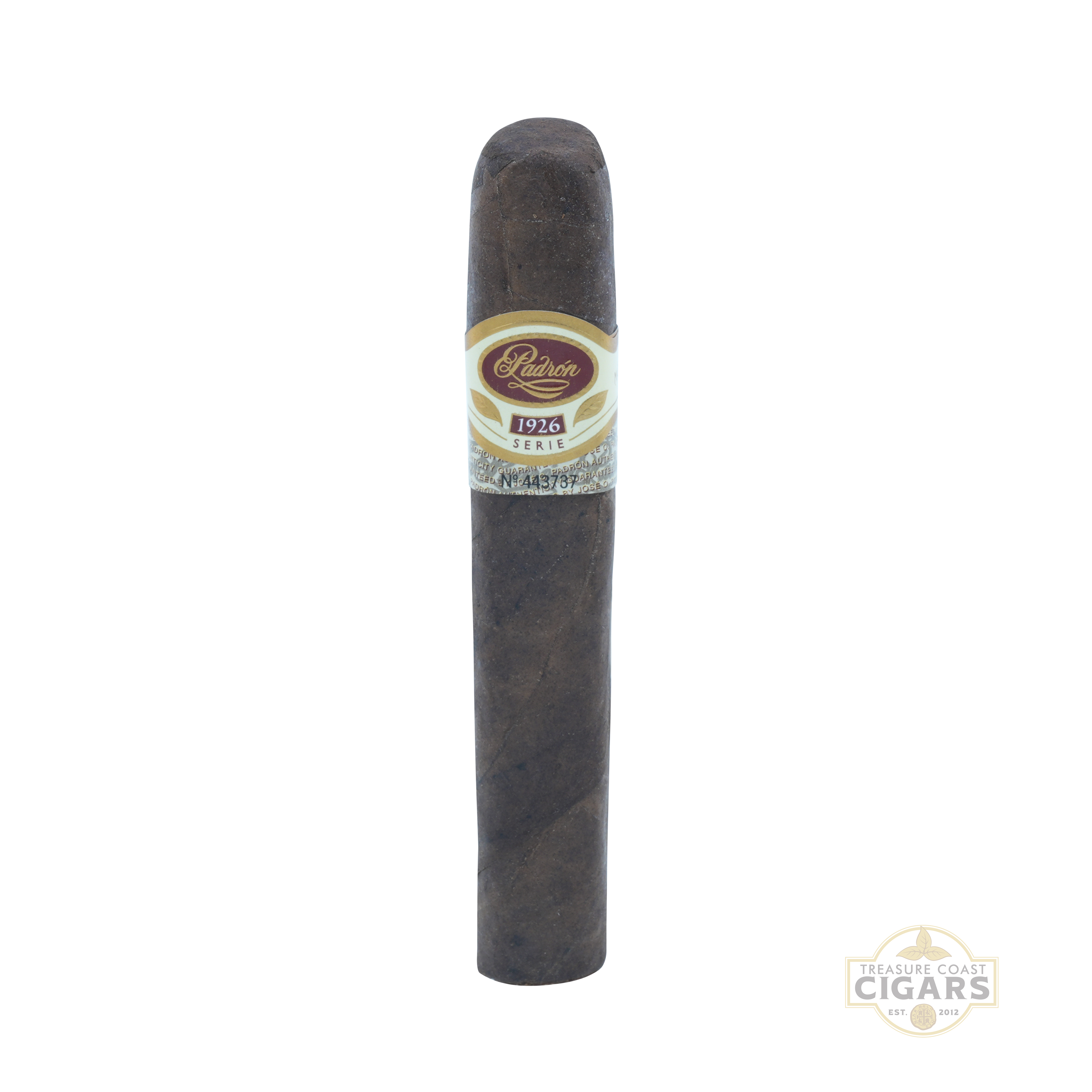 Padron 1926 No. 6 maduro cigar with a visible label on a white background