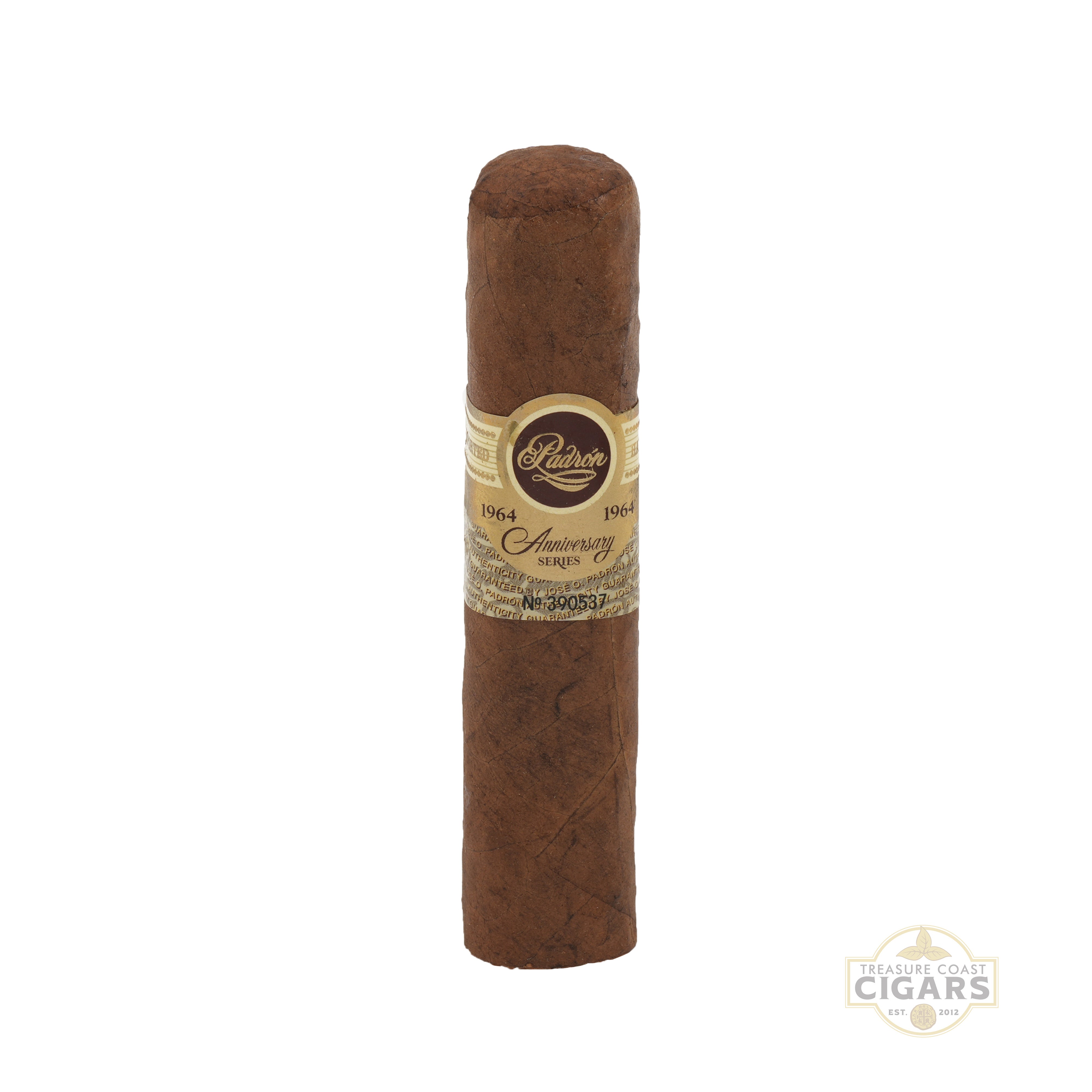 Cigar with a label on a white background