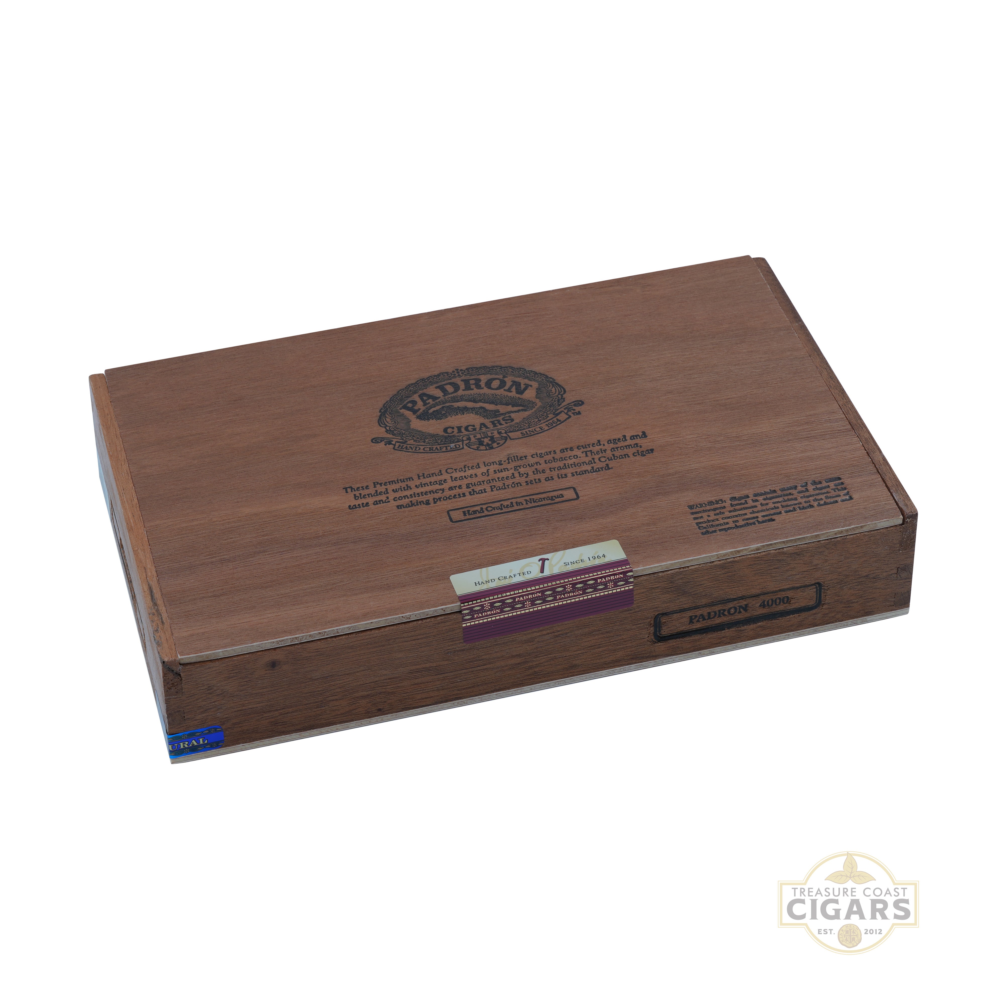 Padron 4000 Natural Cigar box with Fidleron Cigars branding on a white background