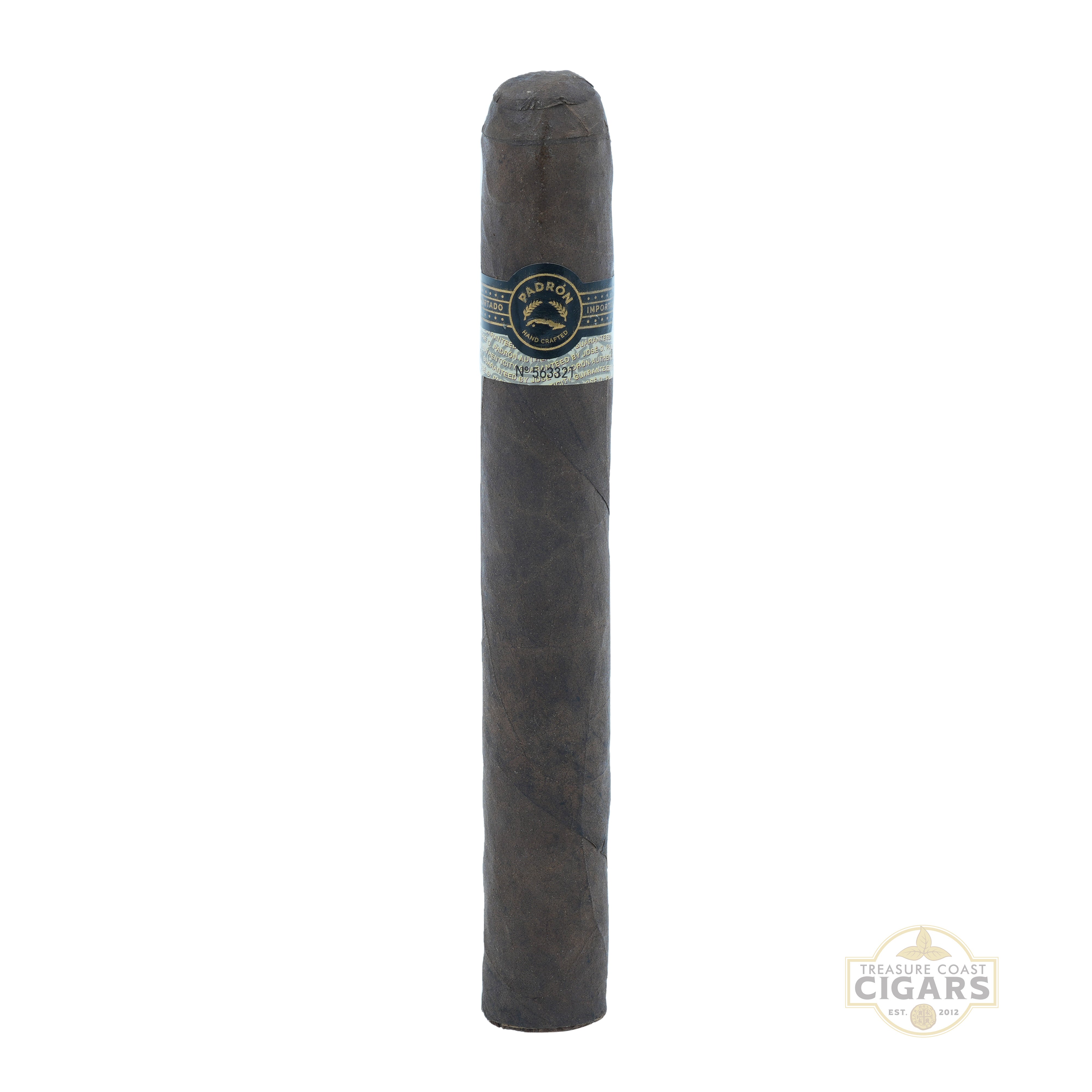 Cigar with a label on a white background