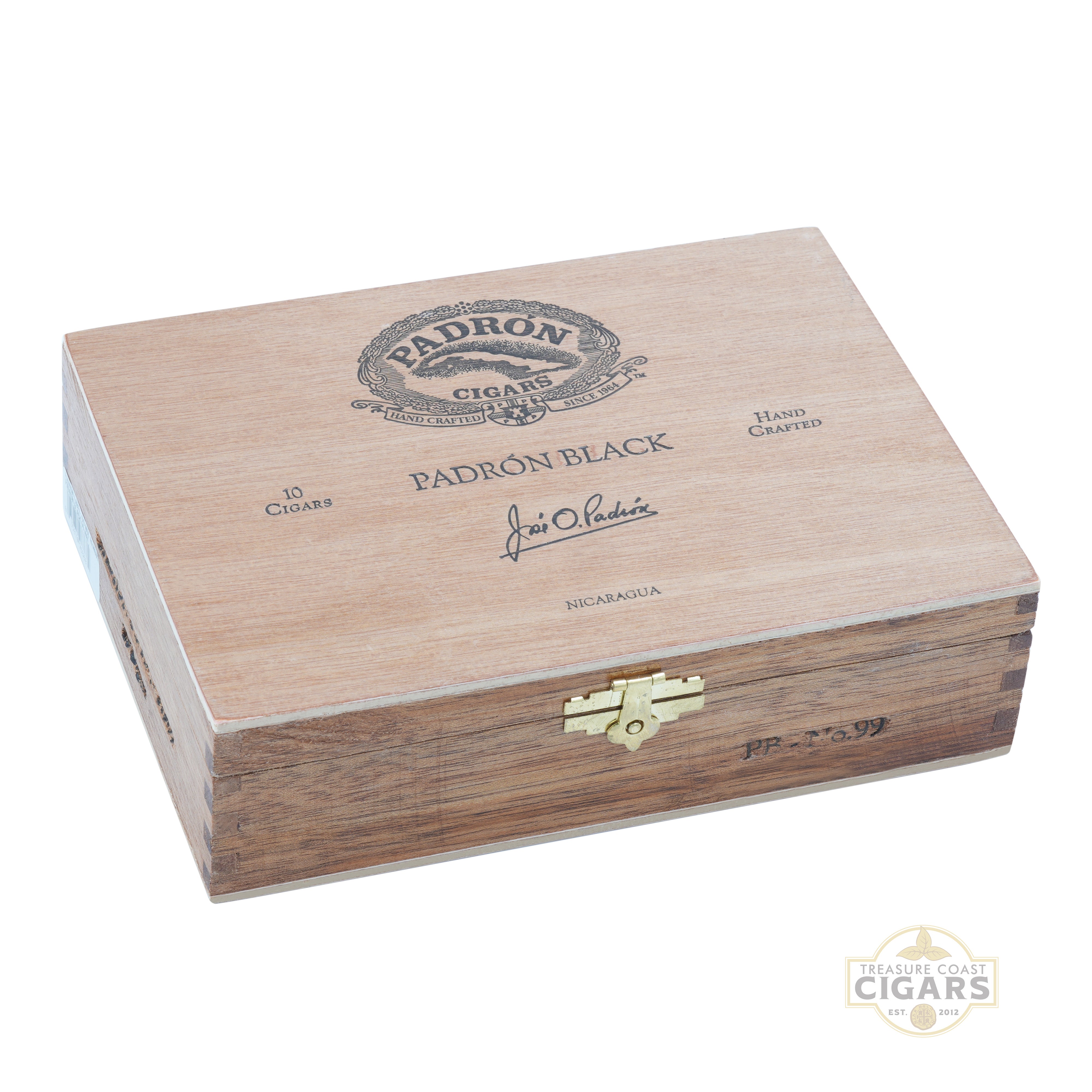 Padron Black cigar box on a white background
