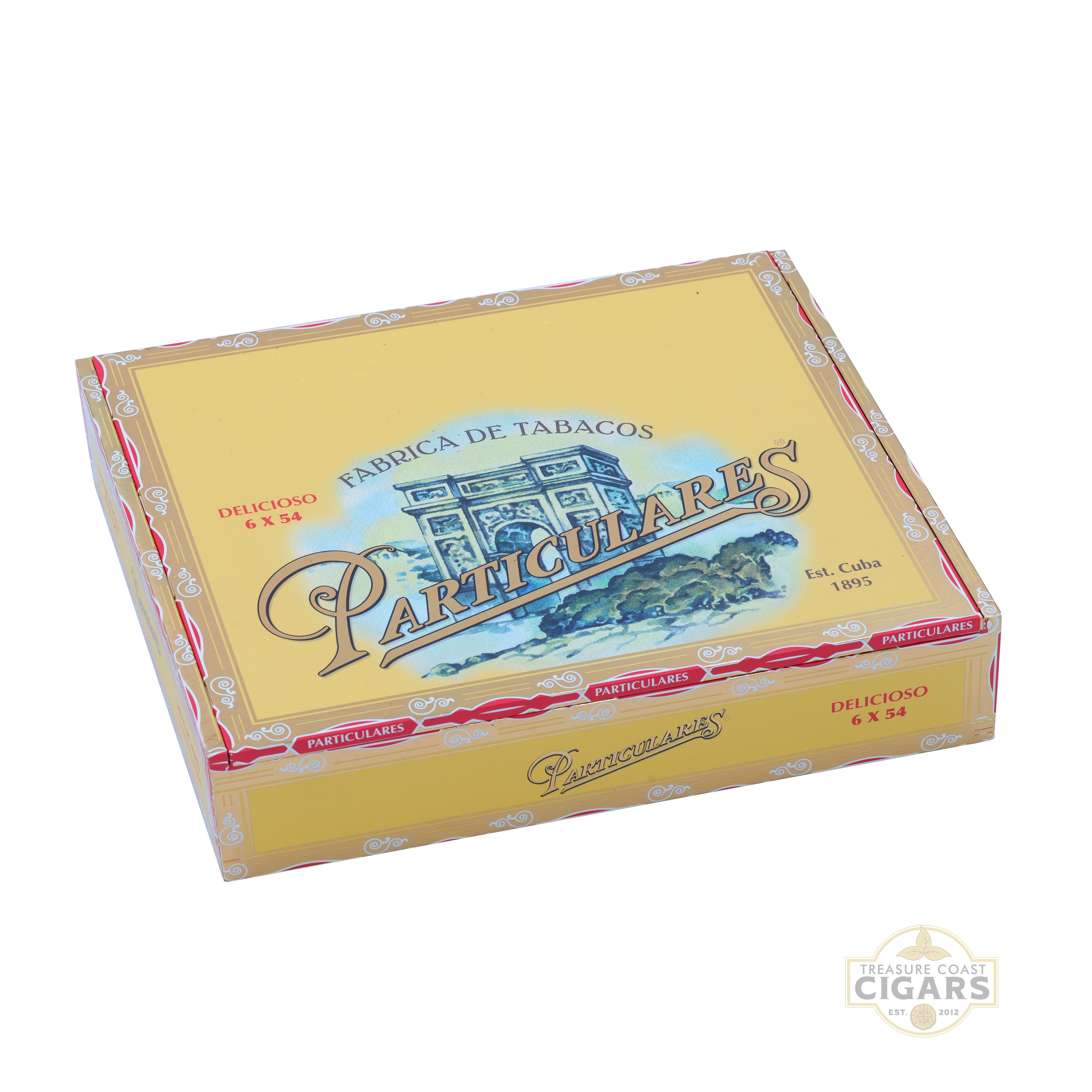 Cigar box with 'Particulares' branding on a white background