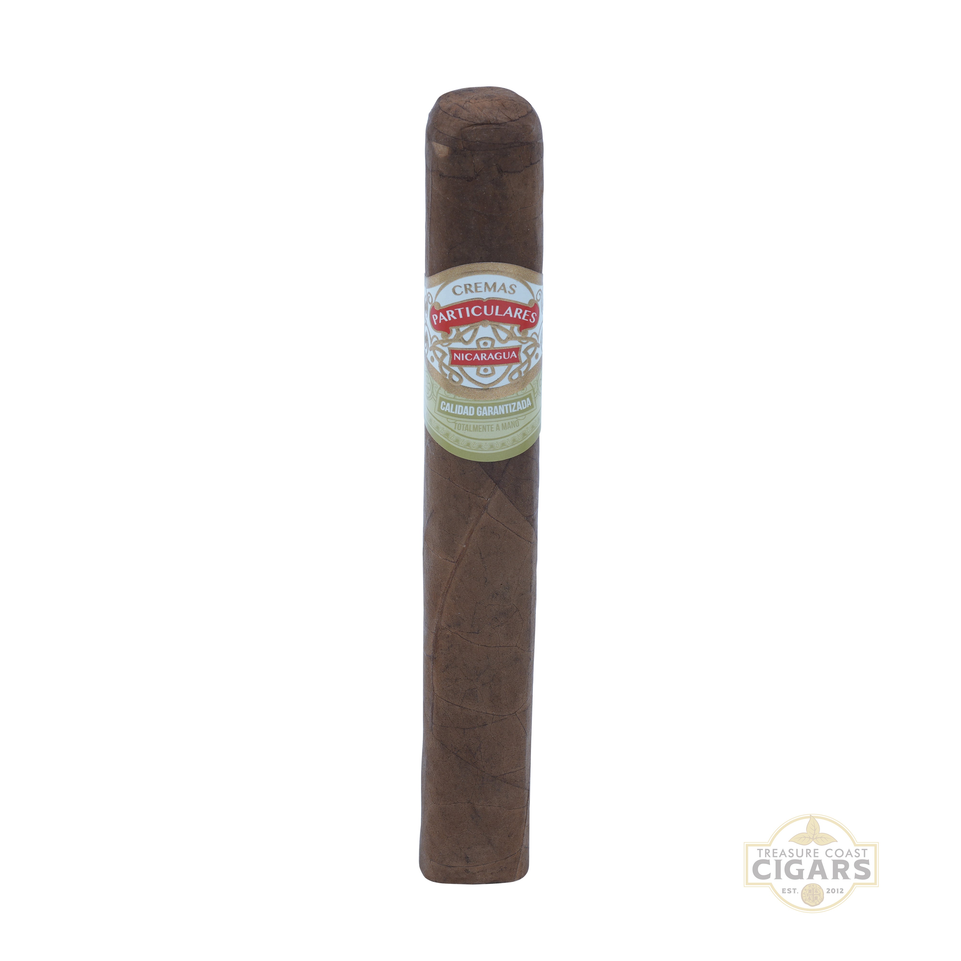 Cigar with a label on a white background