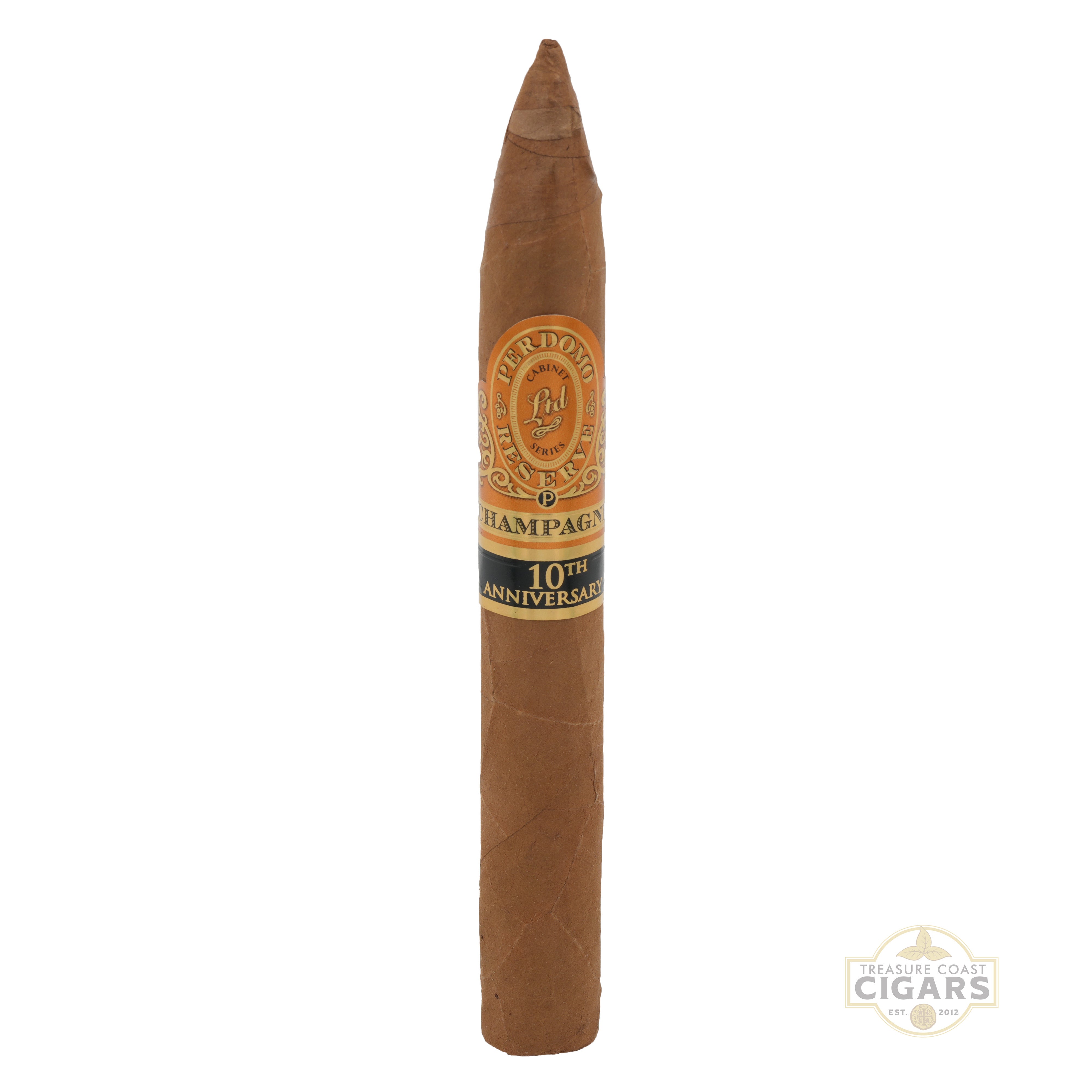 Cigar with a label on a white background