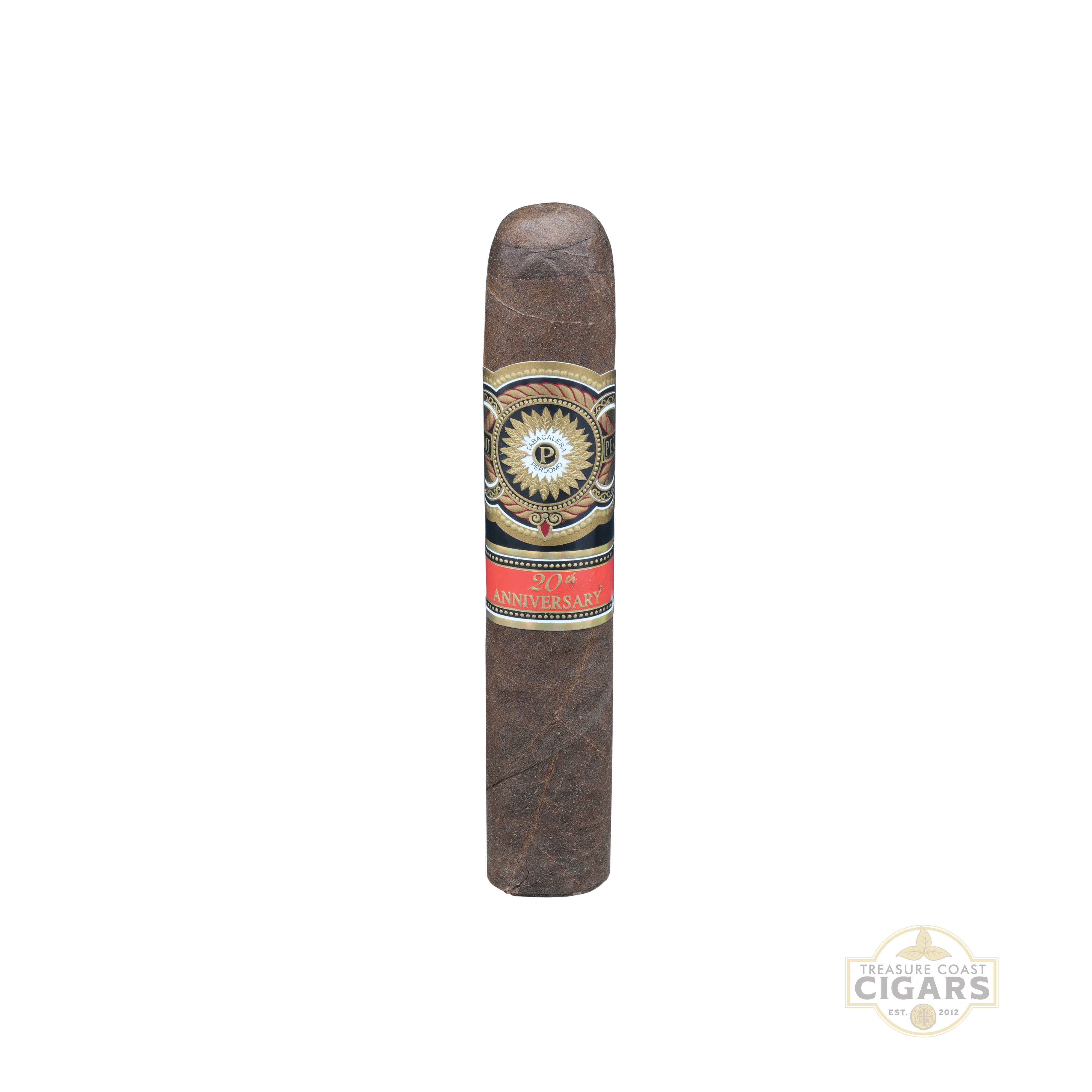 Perdomo 20th Anniversary maduro robusto Cigar with a label on a white background