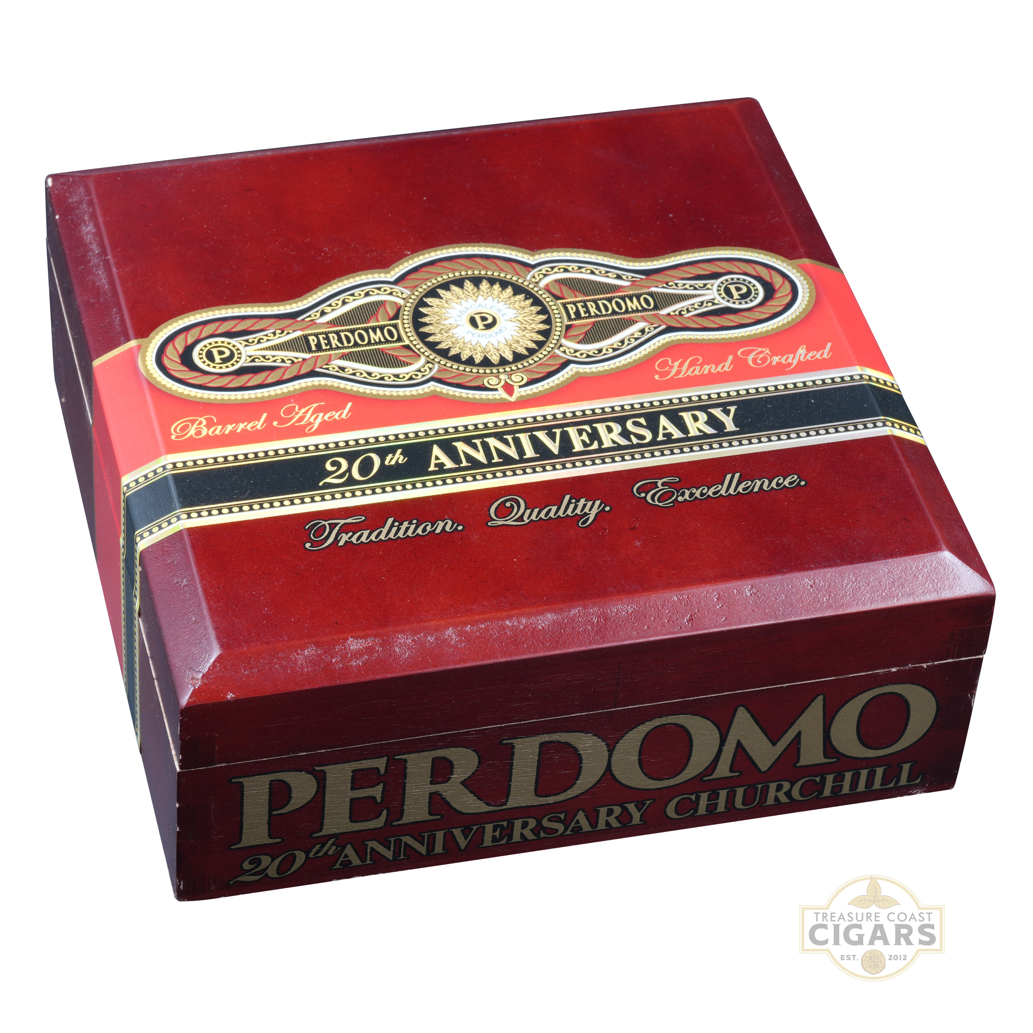 Perdomo 20th Anniversary Sun Grown Churchill cigar box on a white background