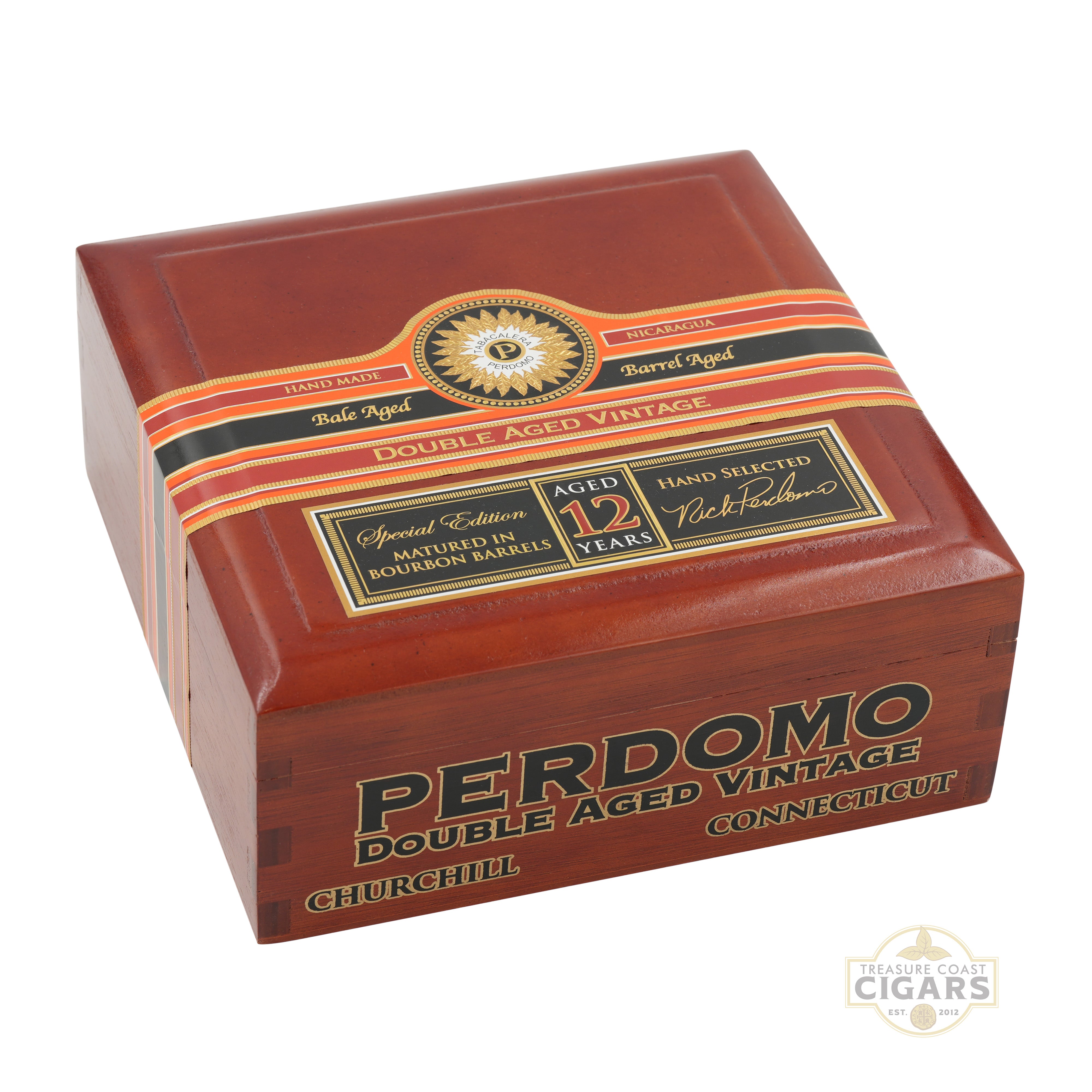 Perdomo Double Aged Vintage Connecticut cigar box on a white background