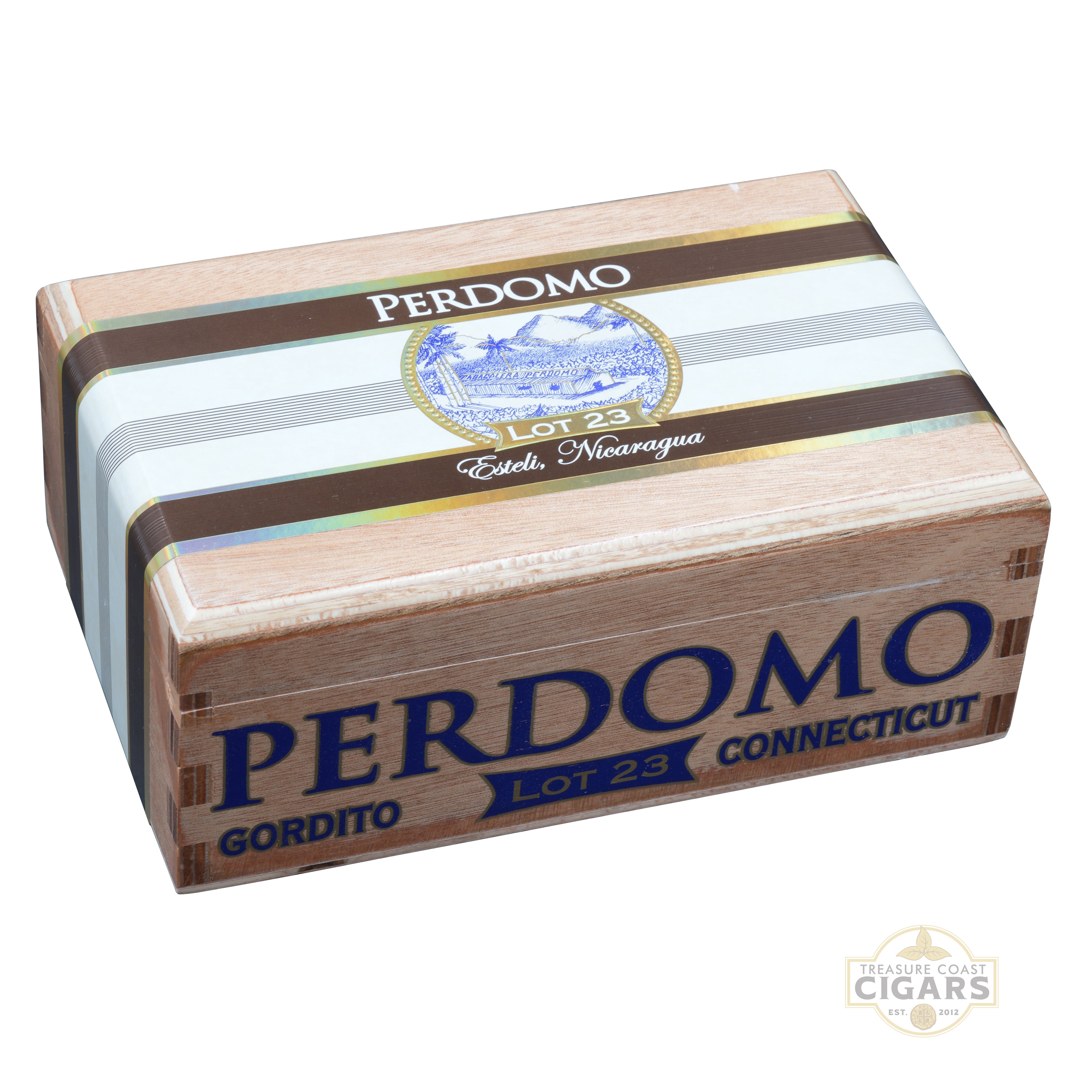 Perdomo Lot 23 Connecticut gordito cigars packaging on a white background