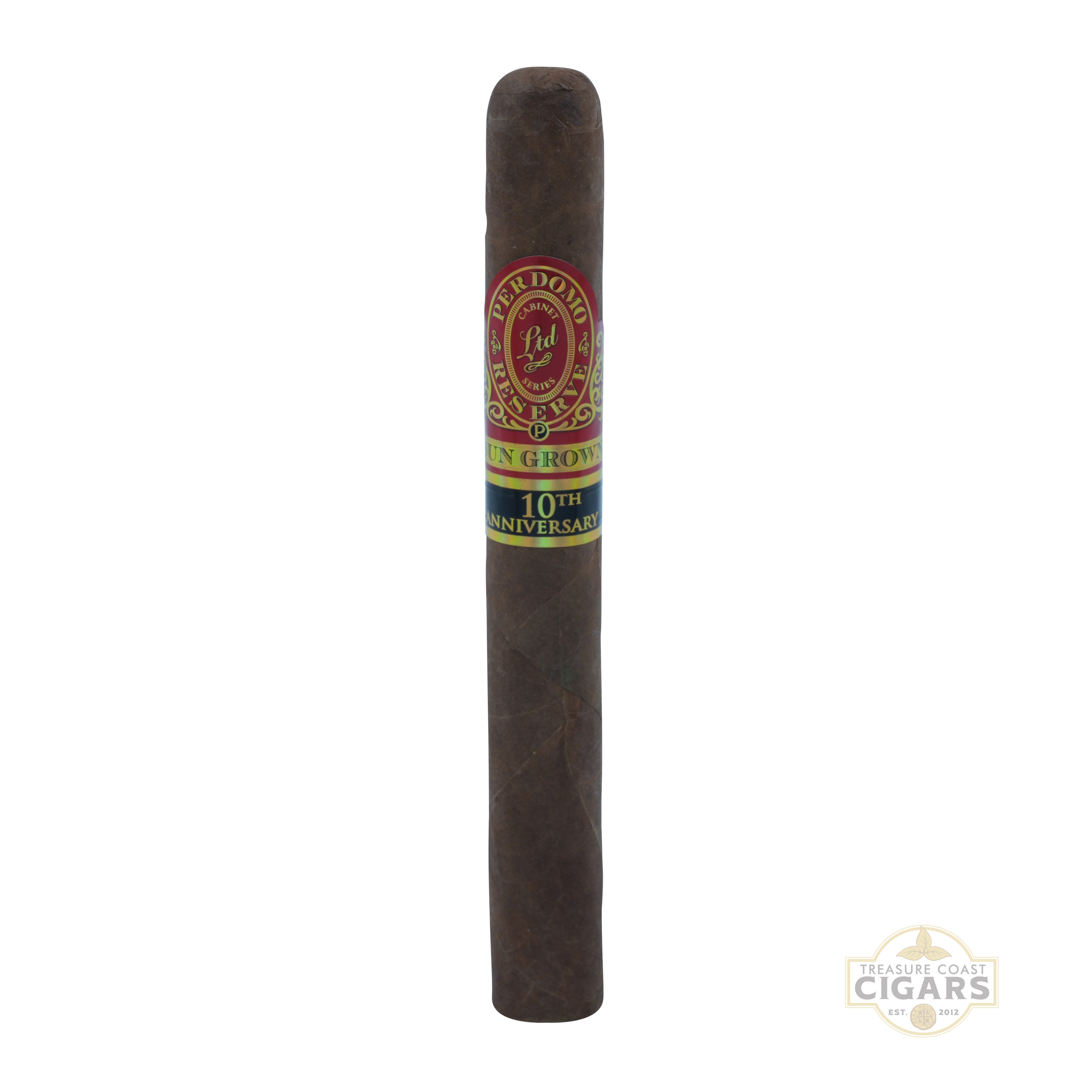 Perdomo 10th Anniversary Sun Grown Churchill cigar on a white background