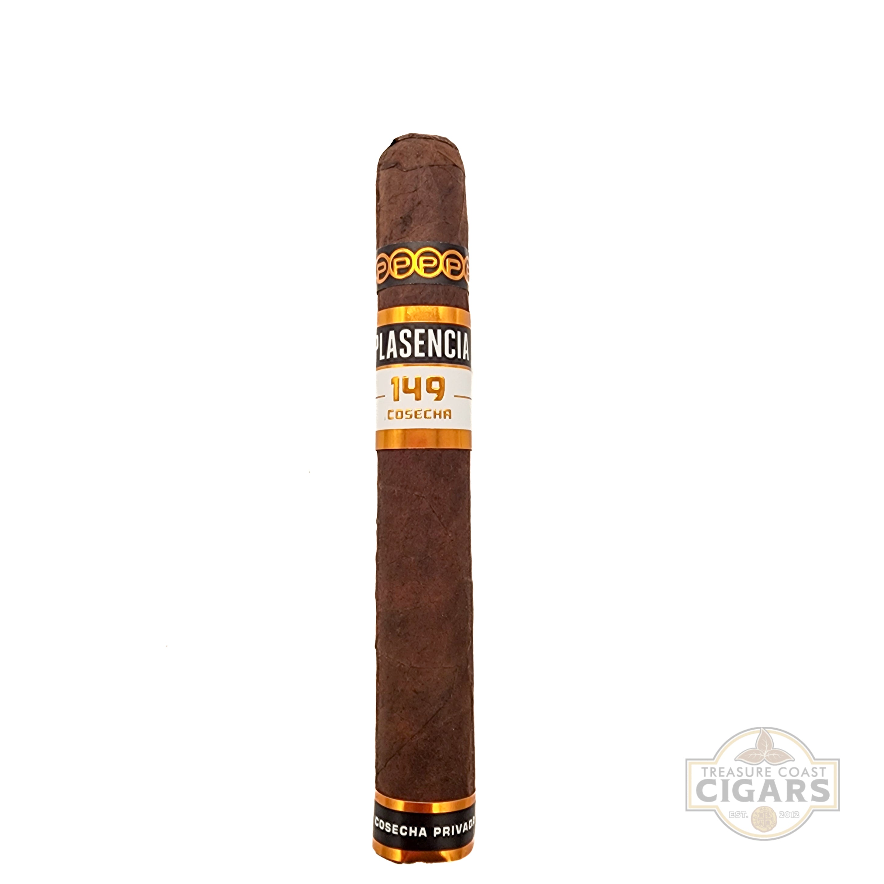 Cigar with 'Plasencia' label on a white background