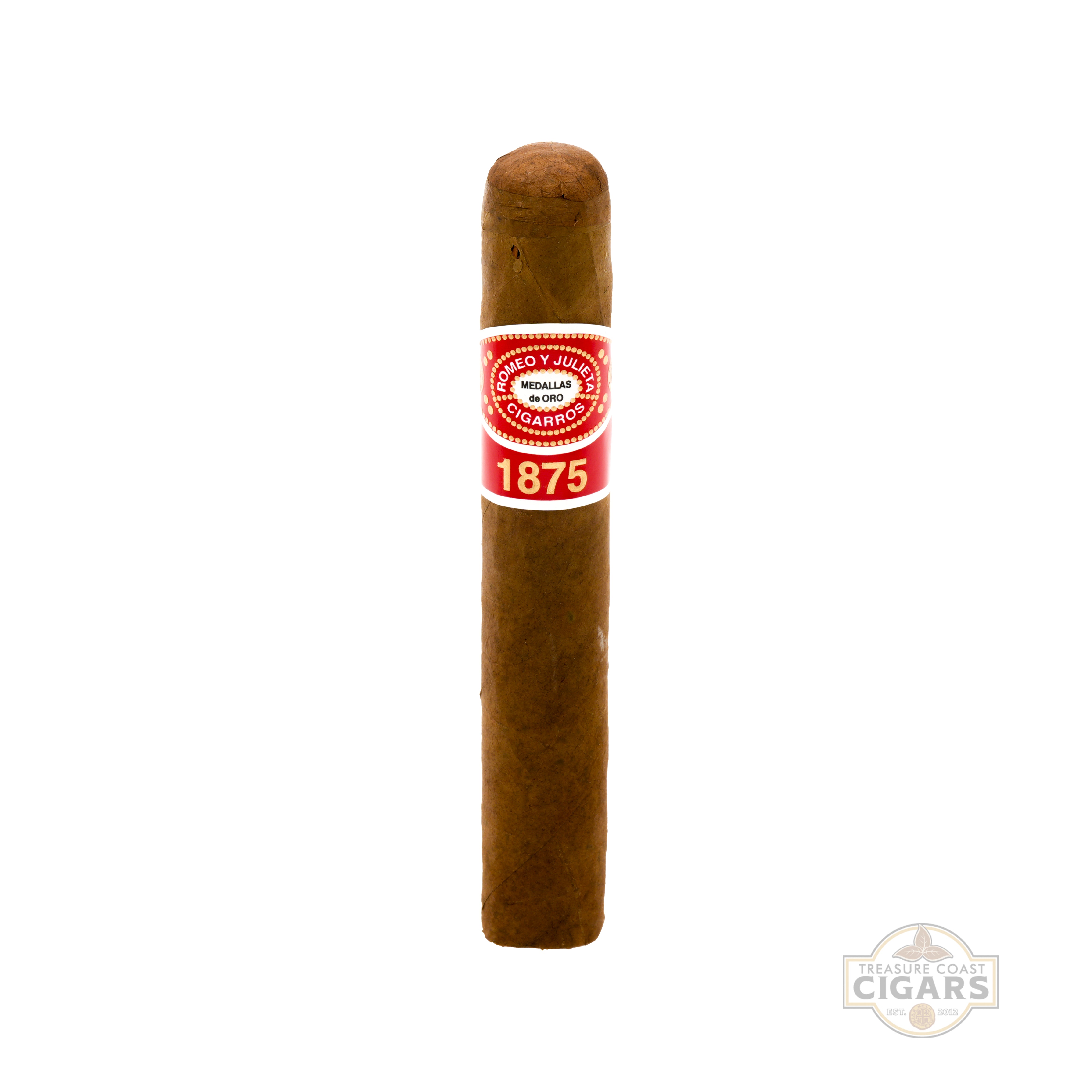 Cigar with a red label on a white background